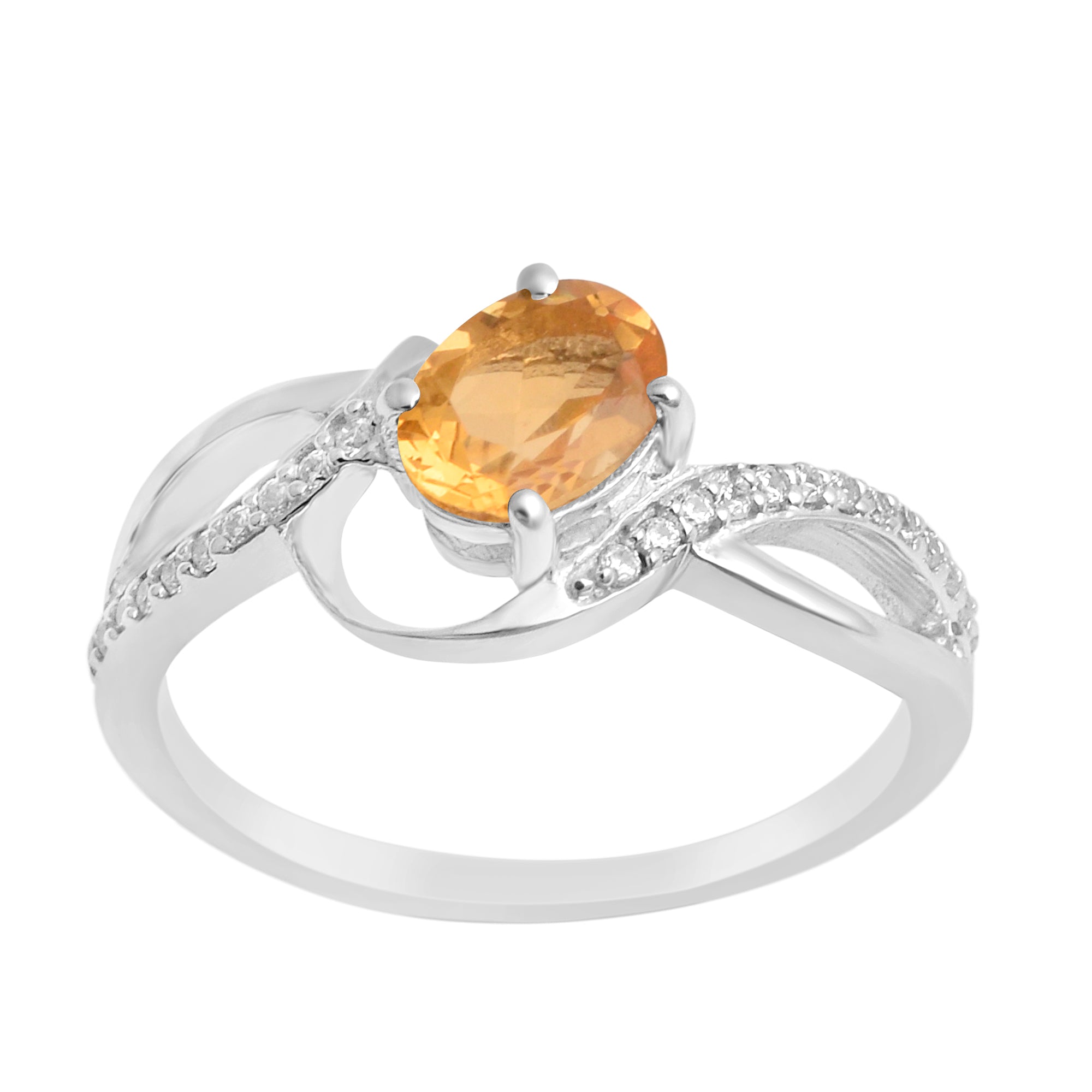 925 Sterling Silver Oval 7X5MM Citrine Birthstone Rings - Kimaya INC