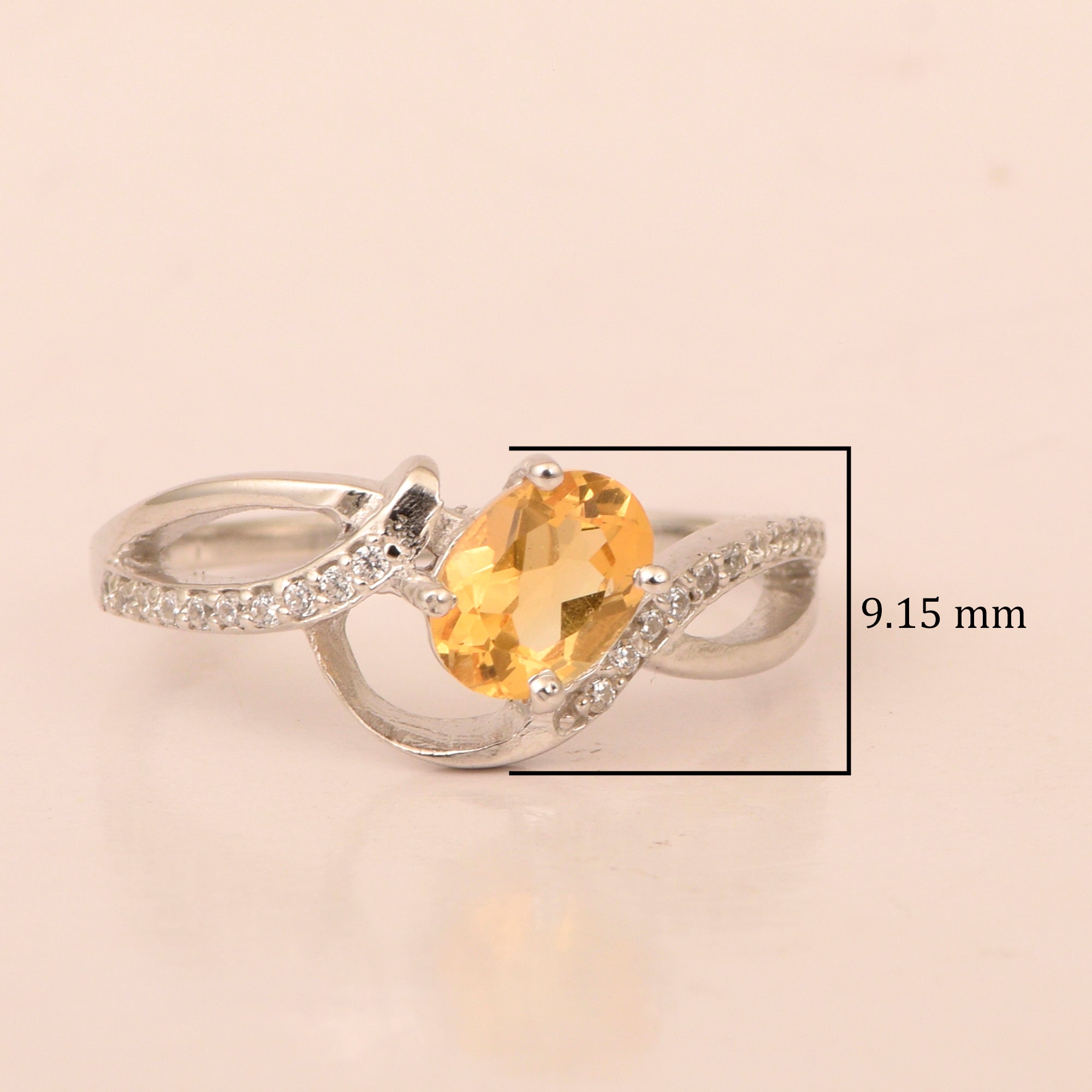 925 Sterling Silver Oval 7X5MM Citrine Birthstone Rings - Kimaya INC