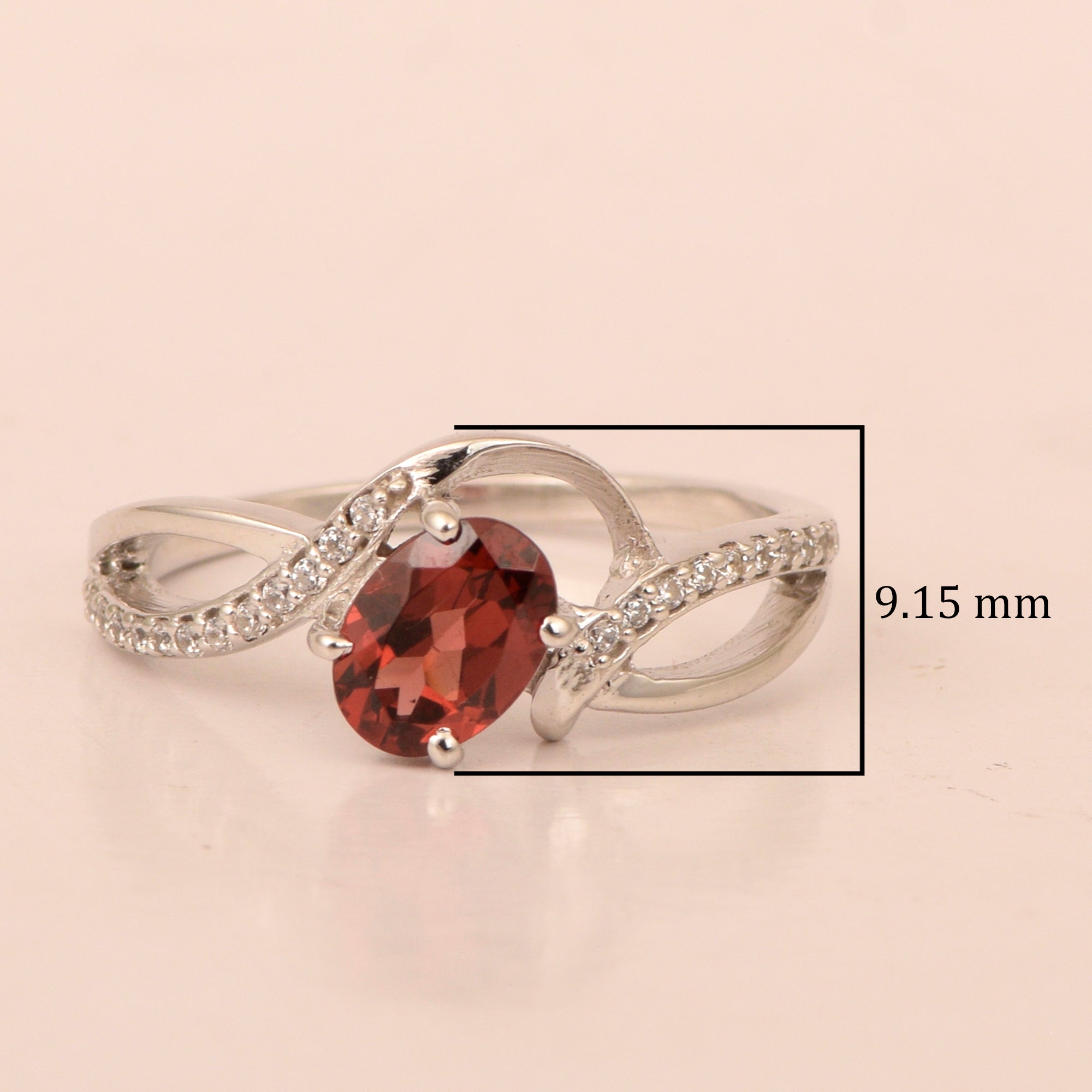 925 Sterling Silver Oval 7X5MM Garnet Birthstone Rings - Kimaya INC