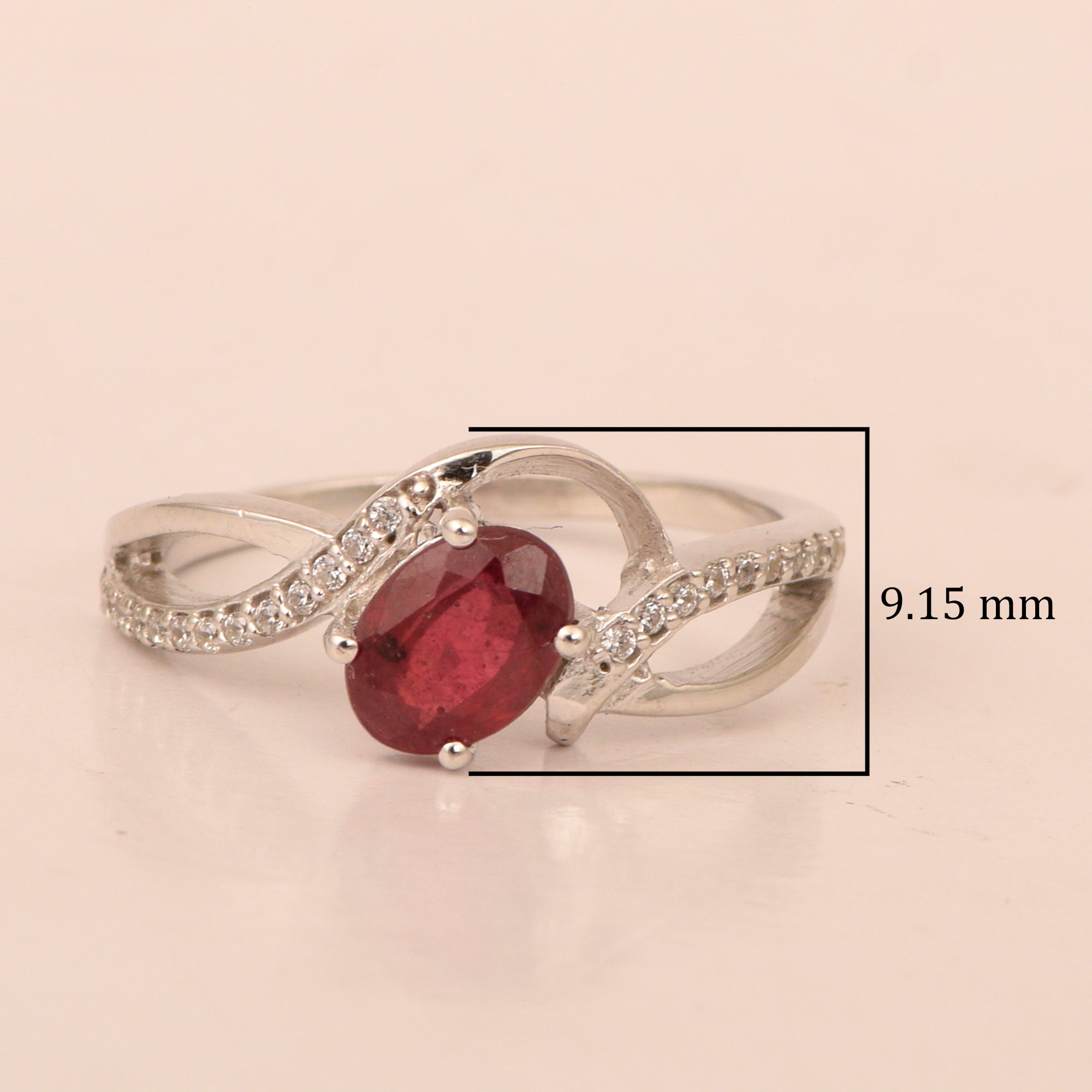 925 Sterling Silver Oval 7X5MM Ruby Birthstone Rings - Kimaya INC