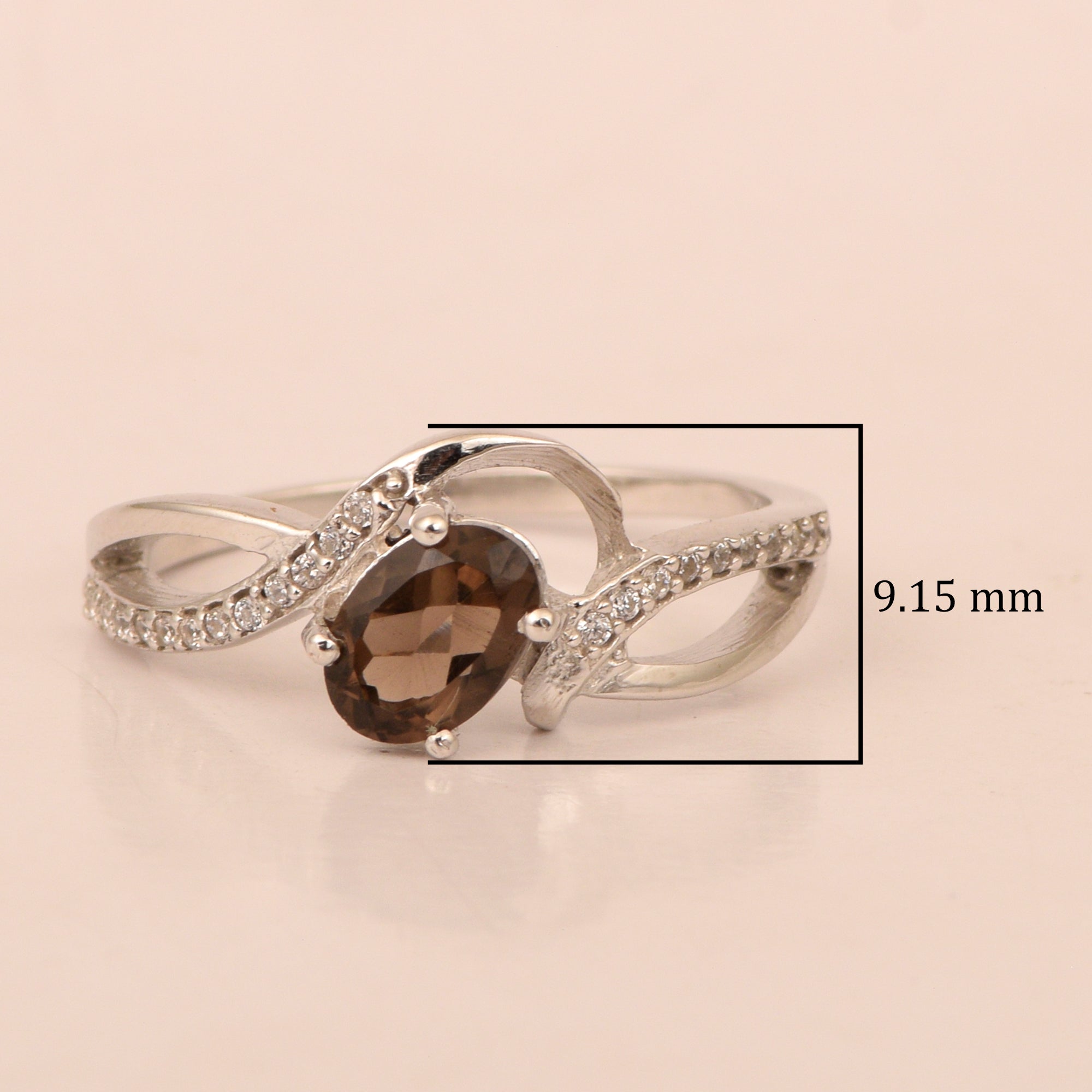 925 Sterling Silver Oval 7X5MM Smoky Quartz Birthstone Rings - Kimaya INC