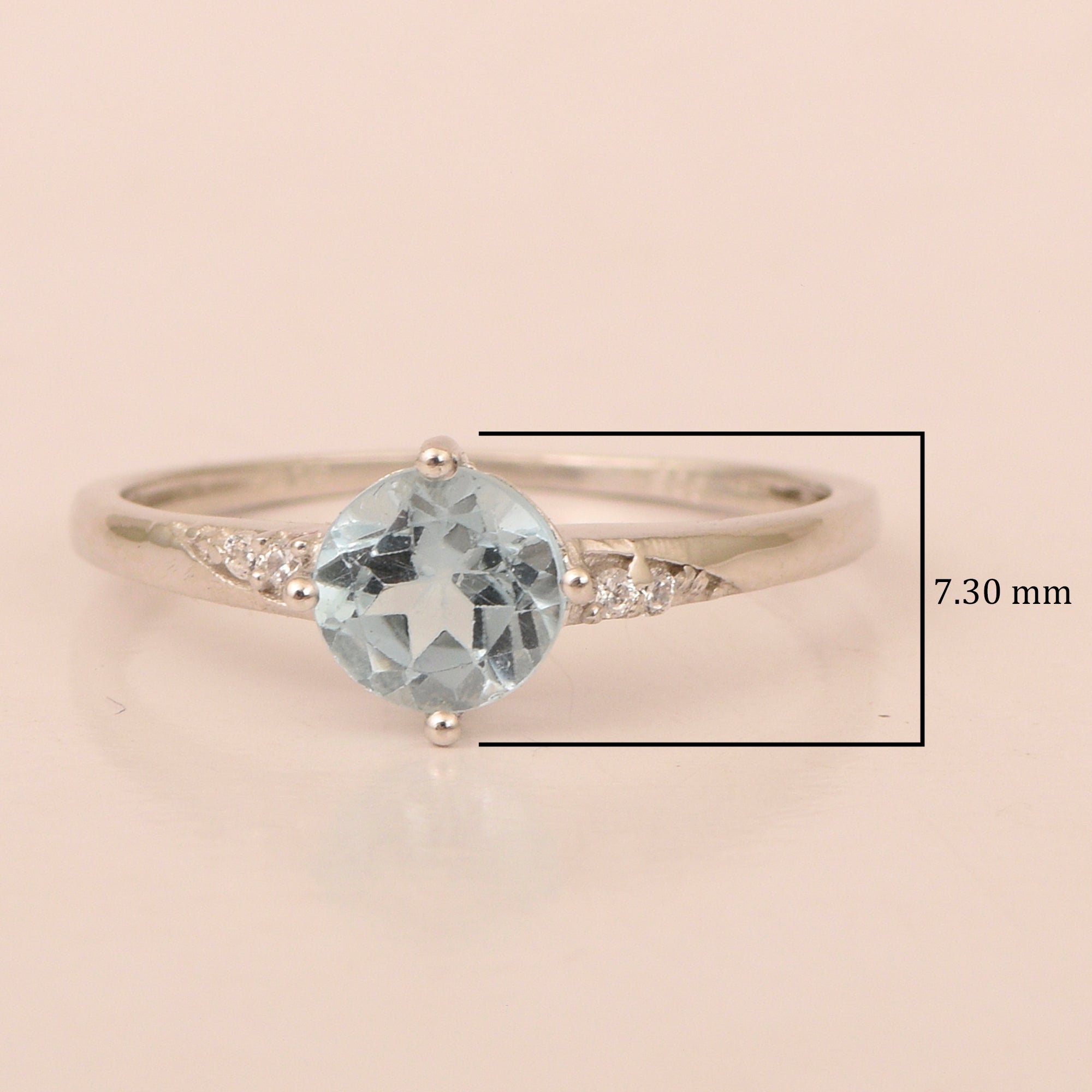 Solitaire Round Blue Topaz 925 Sterling Silver Women Engagement Ring - Kimaya INC