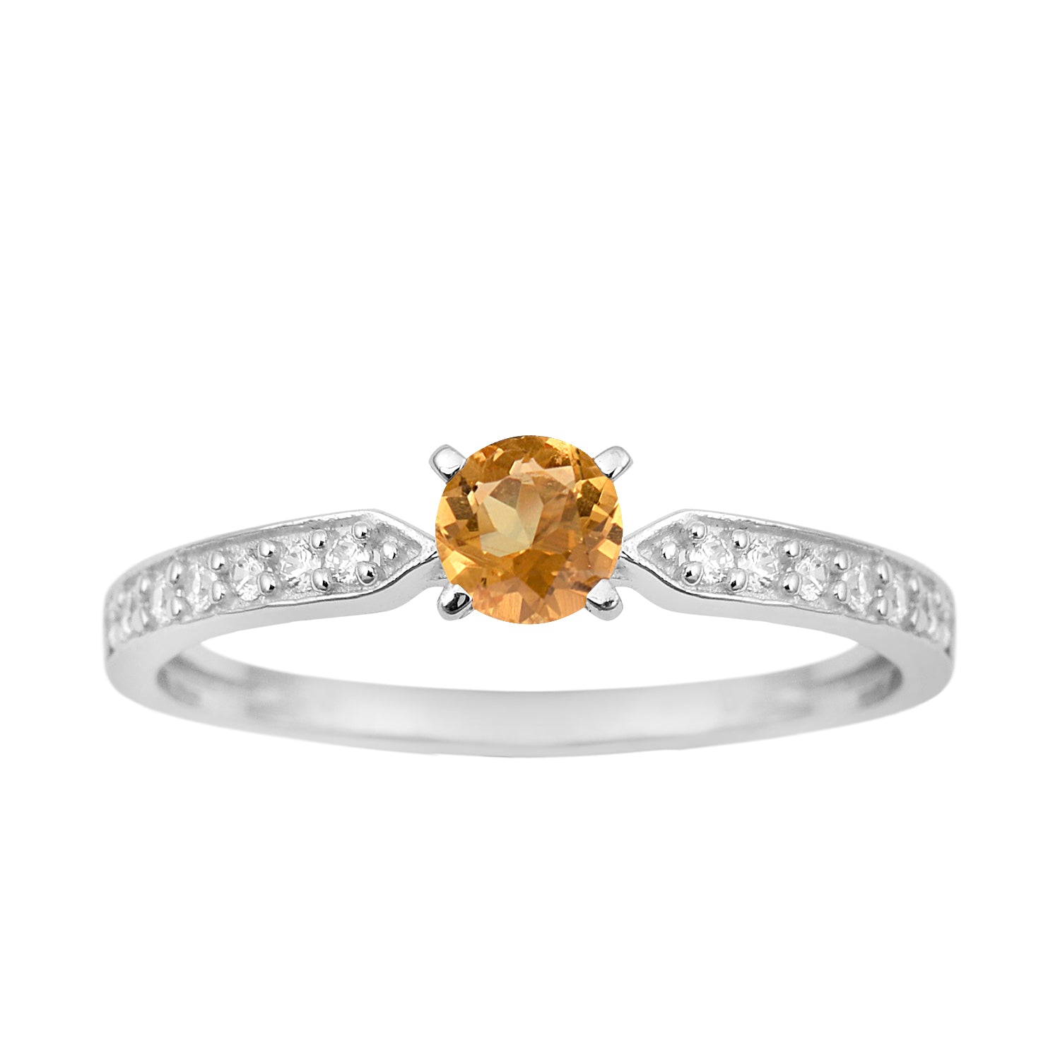 0.50 Ctw Round Cut Citrine Solitaire Accent 925 Sterling Silver Wedding Ring - Kimaya INC