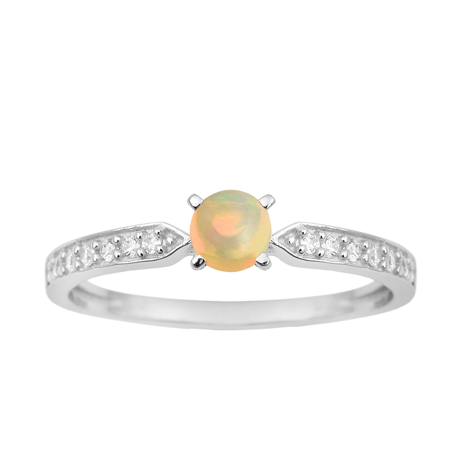 0.50 Ctw Round Cut Opal Solitaire Accent 925 Sterling Silver Wedding Ring - Kimaya INC