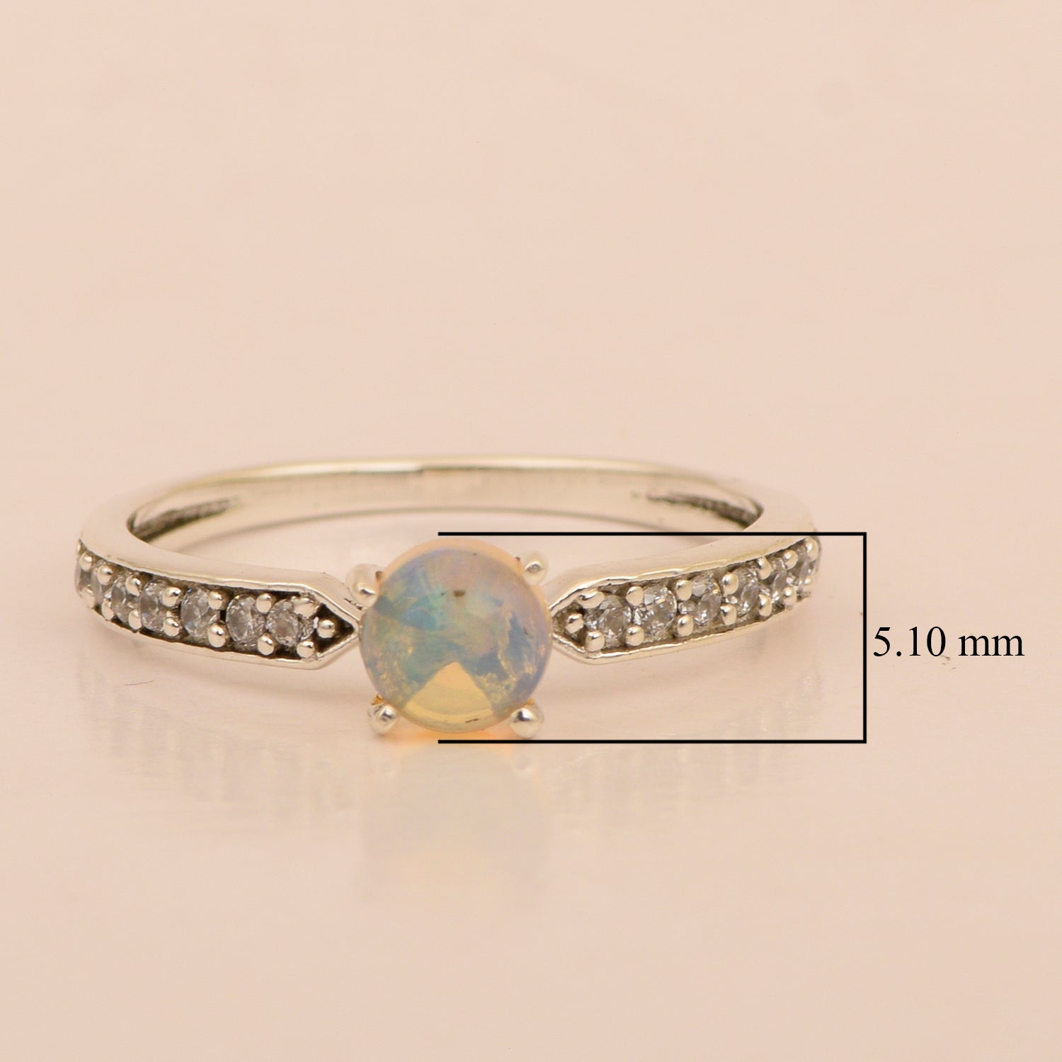0.50 Ctw Round Cut Opal Solitaire Accent 925 Sterling Silver Wedding Ring - Kimaya INC