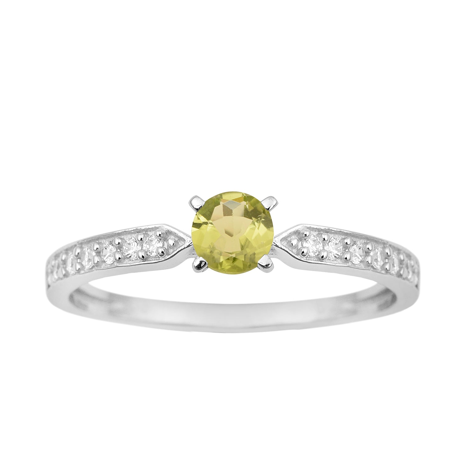 0.50 Ctw Round Cut Peridot Solitaire Accent 925 Sterling Silver Wedding Ring - Kimaya INC