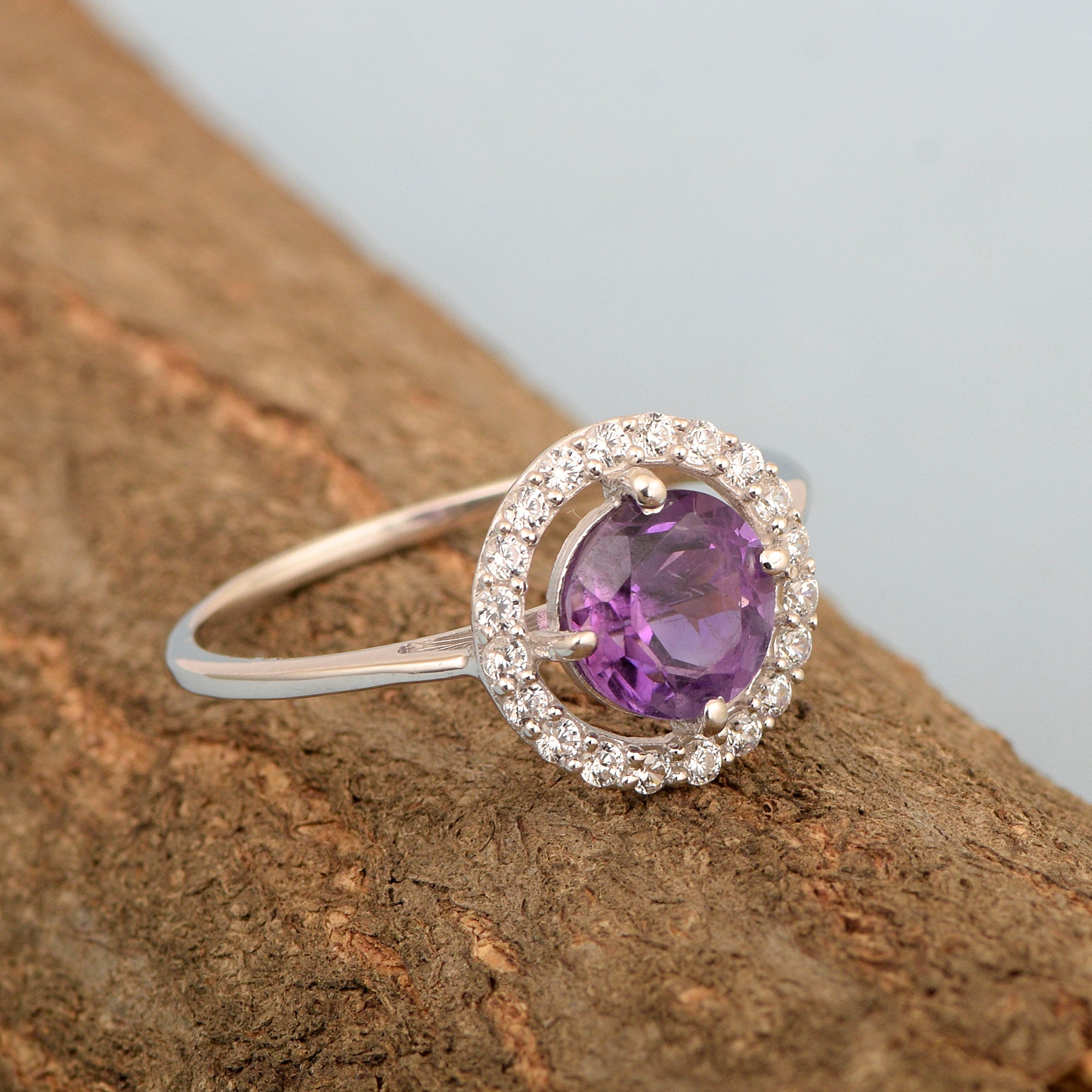 Solid 925 Sterling Silver Oval Cut 1 Ctw Solitaire Amethyst Engagement Ring - Kimaya INC