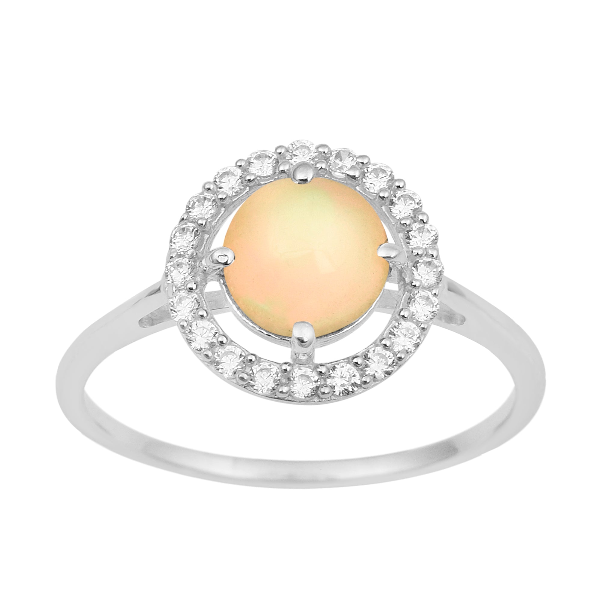 Solid 925 Sterling Silver Oval Cut 1 Ctw Solitaire Opal Engagement Ring - Kimaya INC