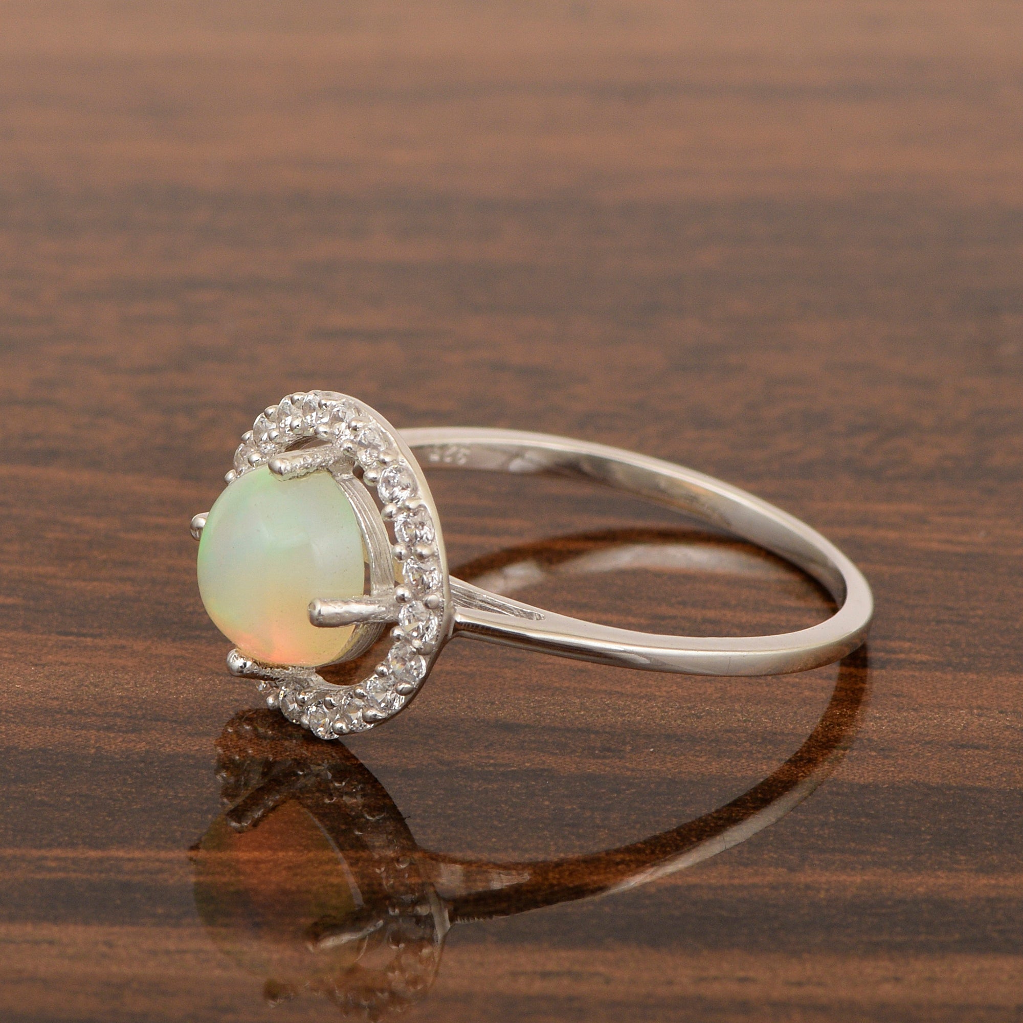 Solid 925 Sterling Silver Oval Cut 1 Ctw Solitaire Opal Engagement Ring - Kimaya INC