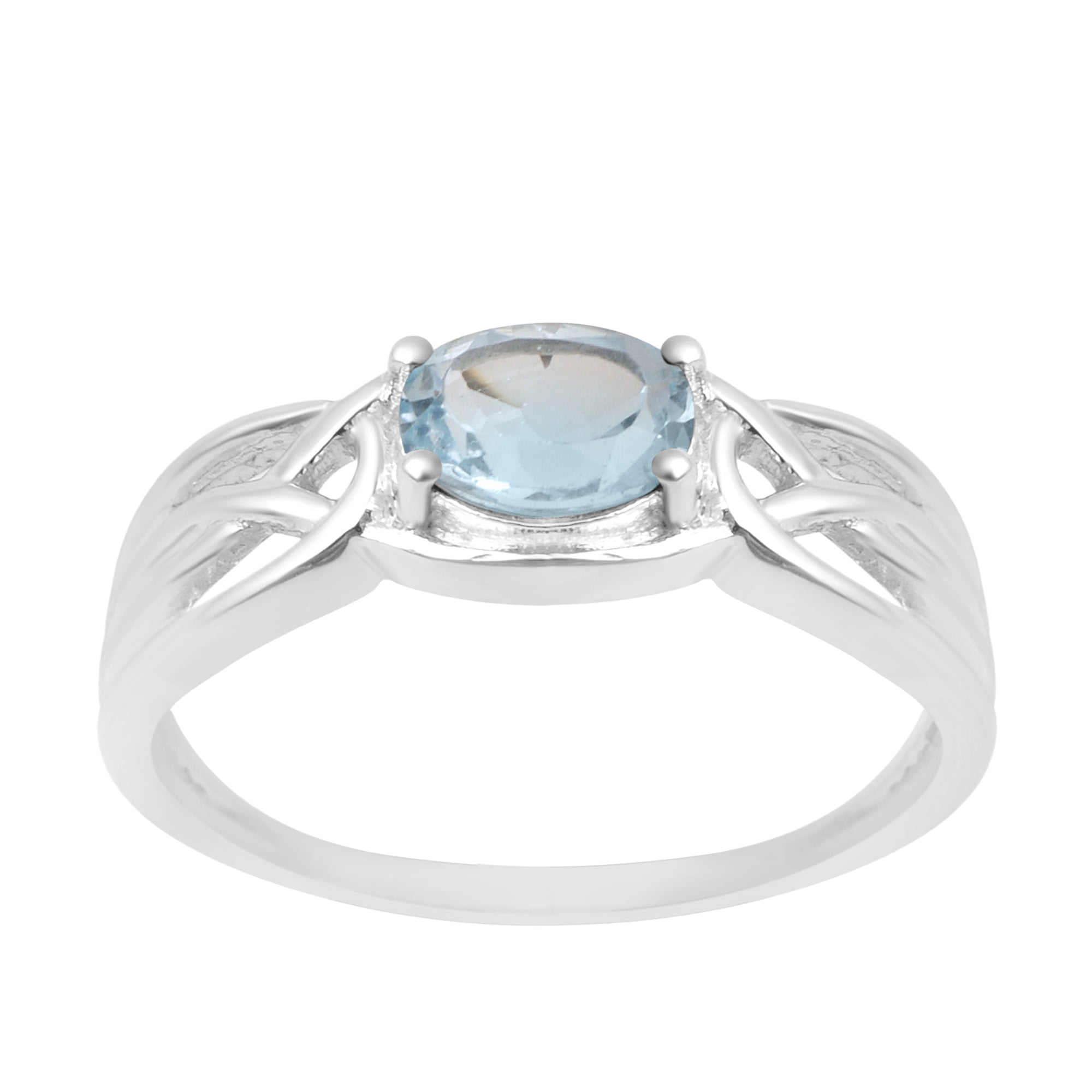 925 Sterling Silver Oval-Cut Blue Topaz Bridal Wedding Ring - Kimaya INC