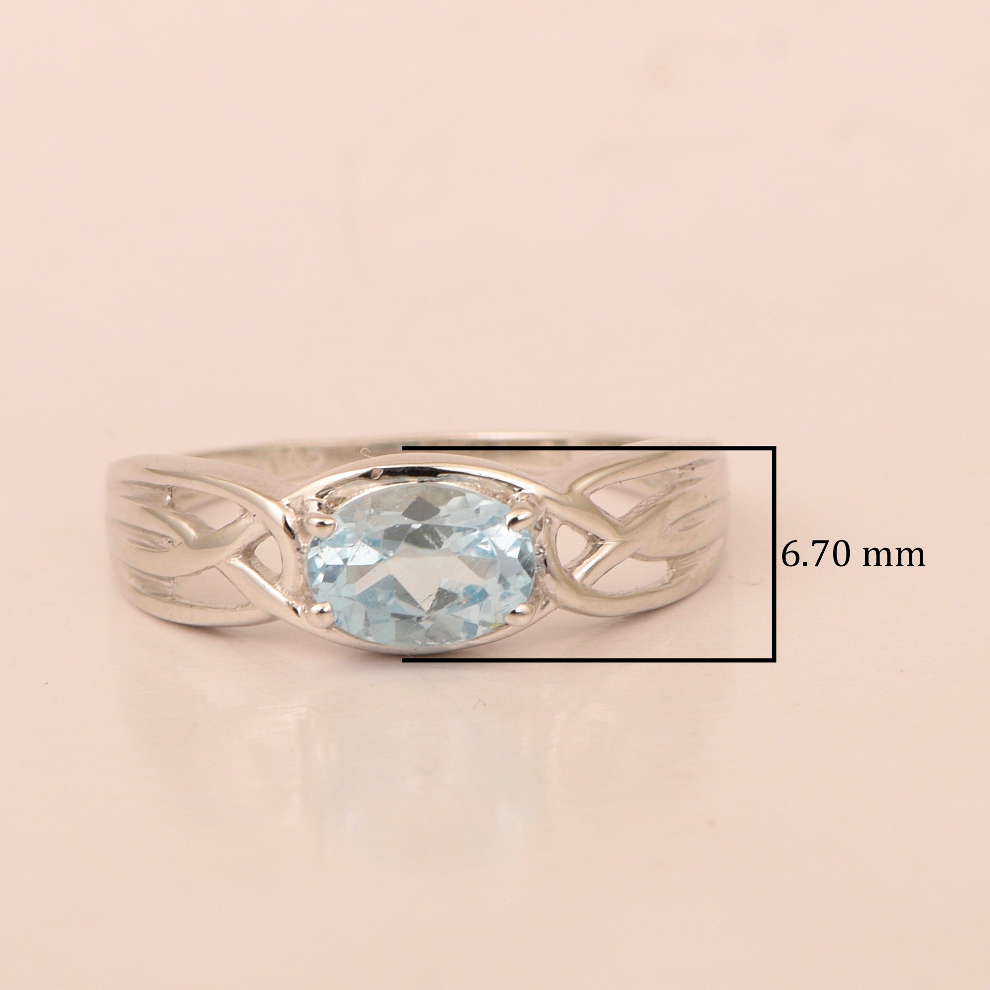 925 Sterling Silver Oval-Cut Blue Topaz Bridal Wedding Ring - Kimaya INC