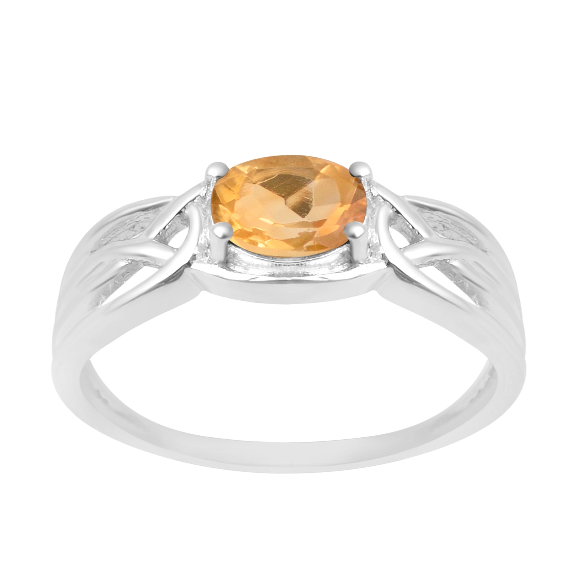 925 Sterling Silver Oval-Cut Citrine Bridal Wedding Ring - Kimaya INC