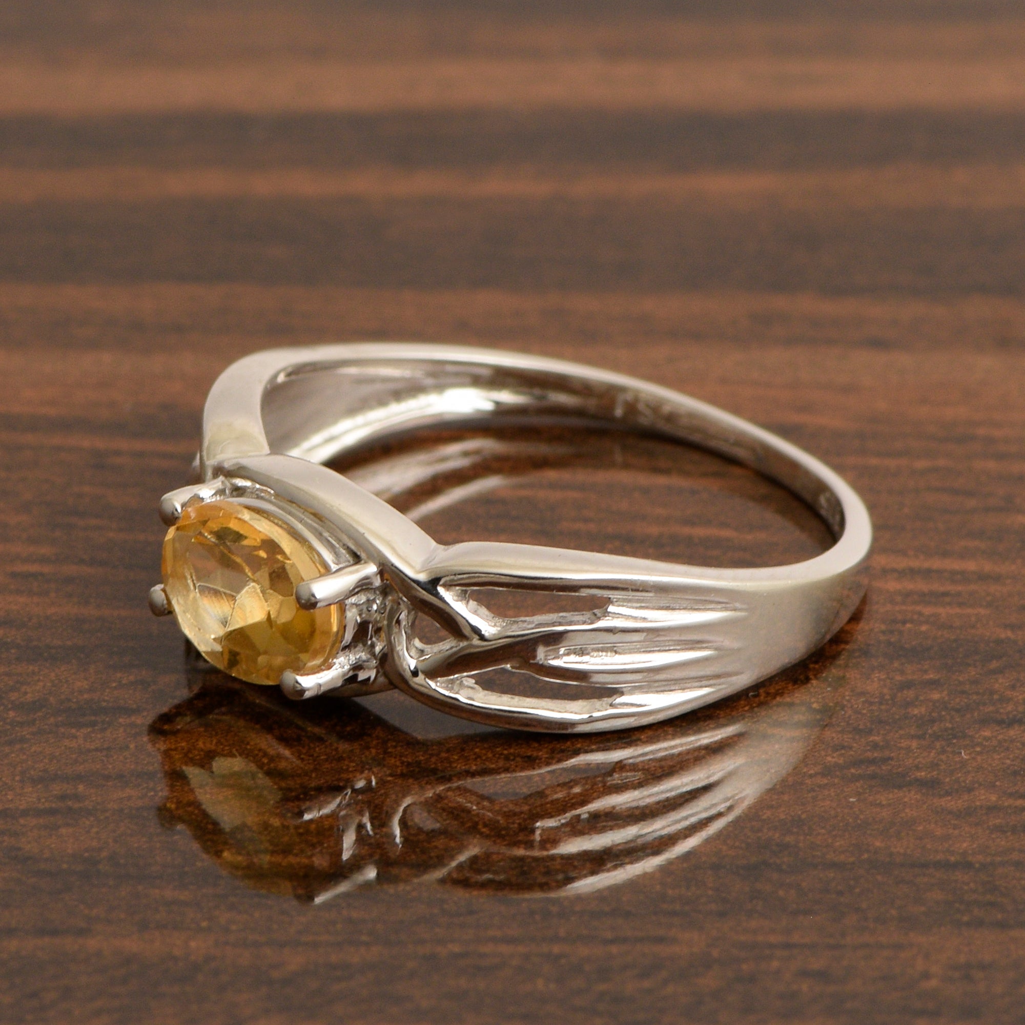 925 Sterling Silver Oval-Cut Citrine Bridal Wedding Ring - Kimaya INC