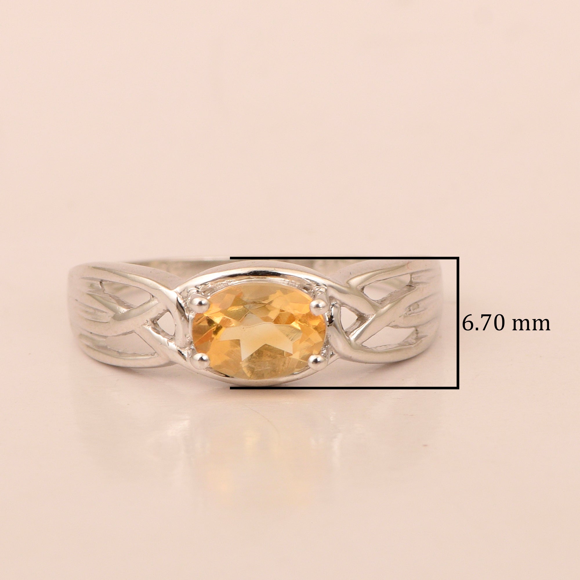 925 Sterling Silver Oval-Cut Citrine Bridal Wedding Ring - Kimaya INC
