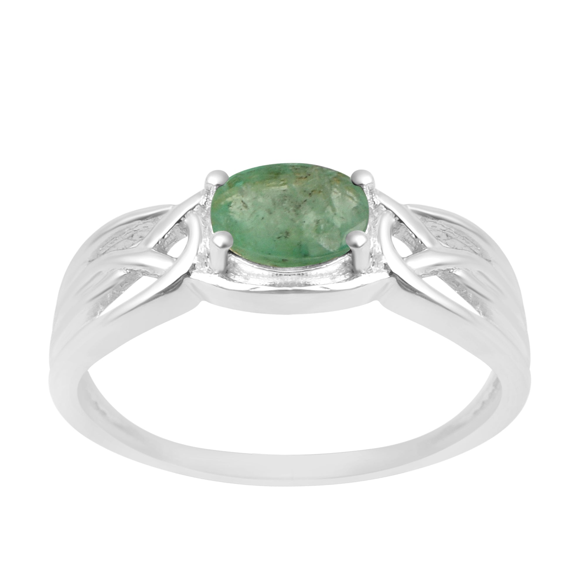 925 Sterling Silver Oval-Cut Emerald Bridal Wedding Ring - Kimaya INC