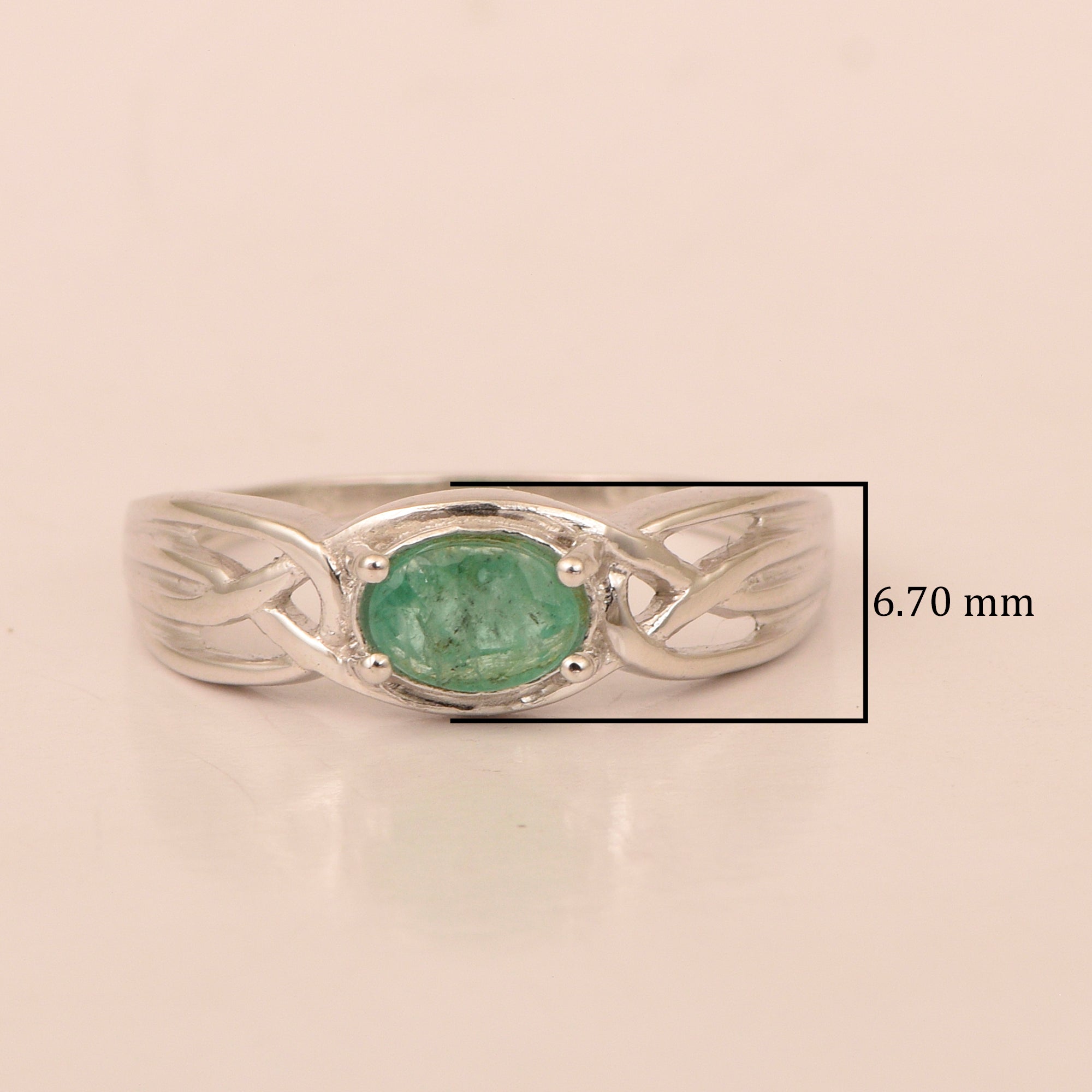 925 Sterling Silver Oval-Cut Emerald Bridal Wedding Ring - Kimaya INC
