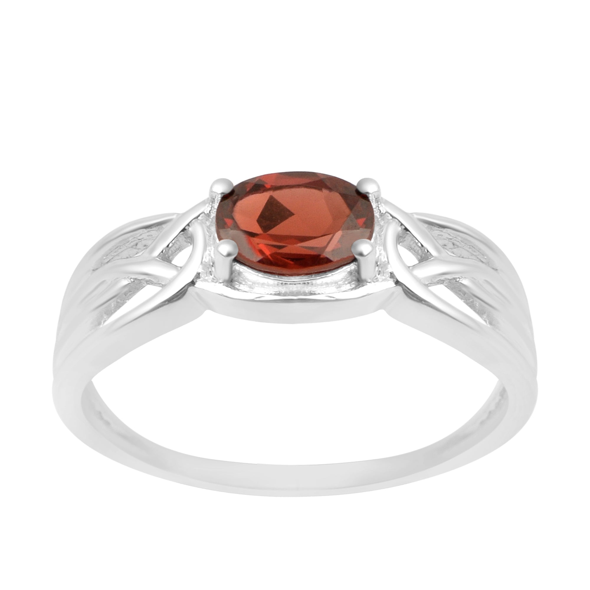 925 Sterling Silver Oval-Cut Garnet Bridal Wedding Ring - Kimaya INC
