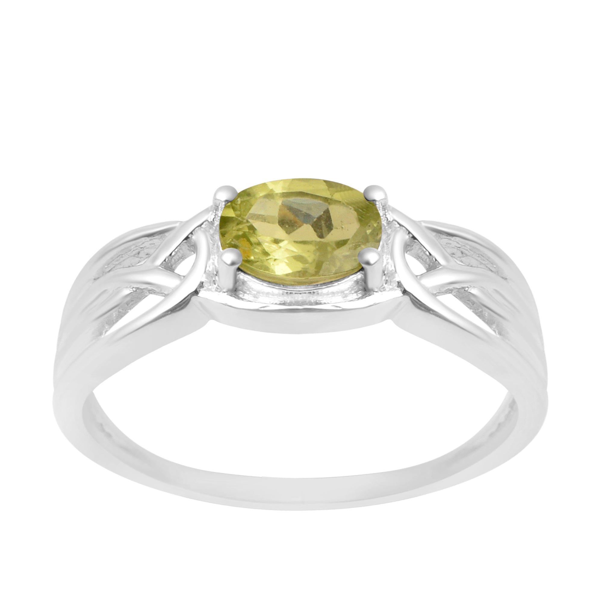 925 Sterling Silver Oval-Cut Peridot Bridal Wedding Ring - Kimaya INC