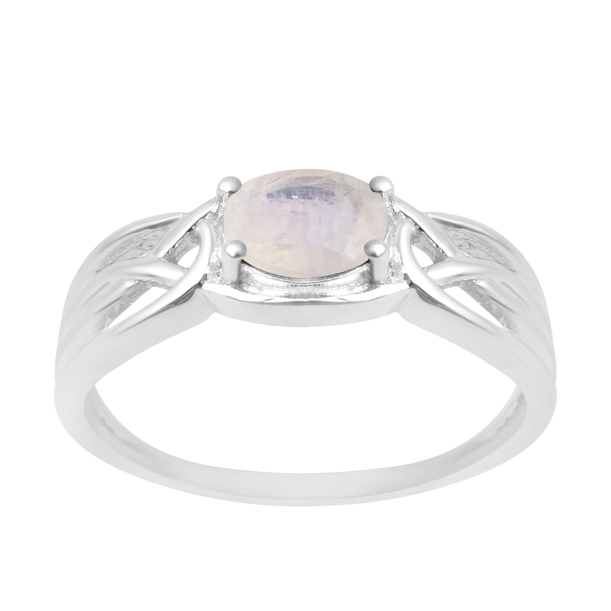 925 Sterling Silver Oval-Cut Moonstone Bridal Wedding Ring - Kimaya INC