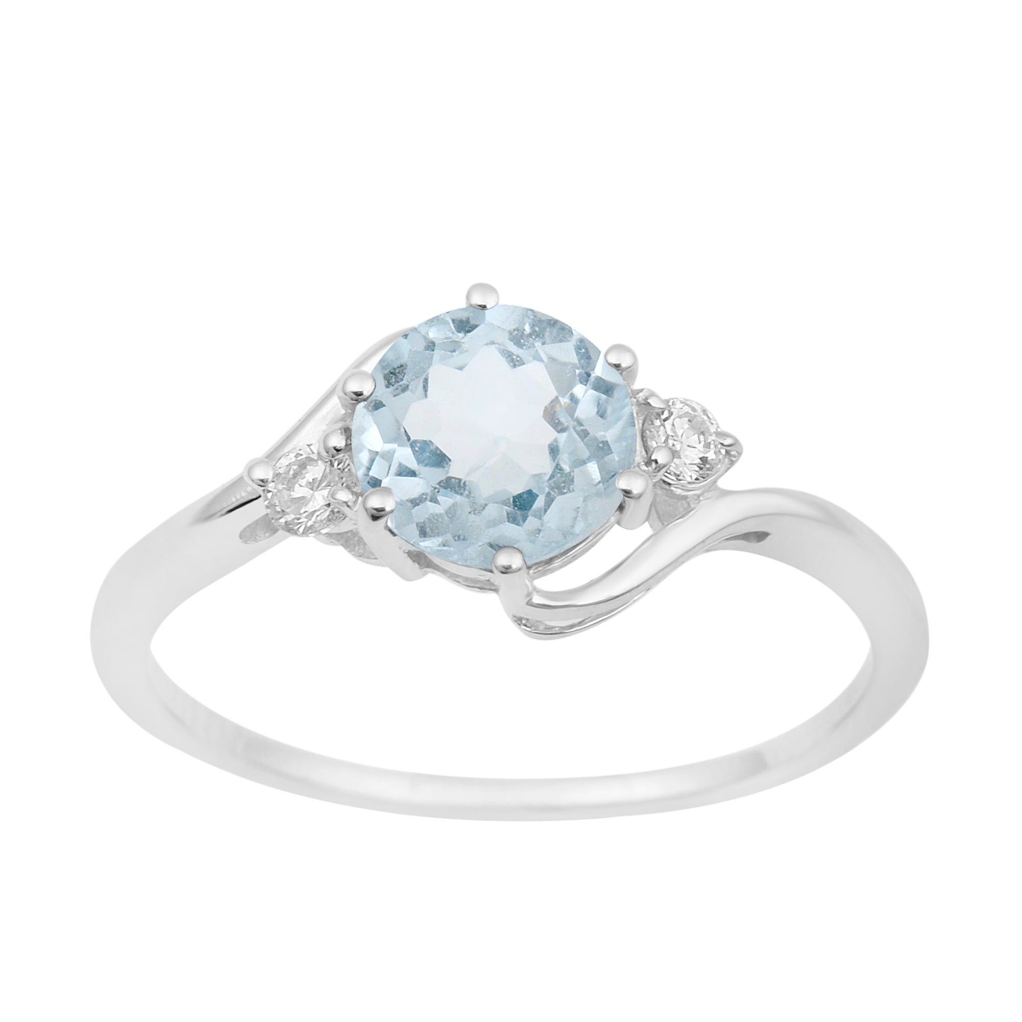 Sterling Silver Timeless Blue Topaz Round 7 MM Women Engagement Ring - Kimaya INC
