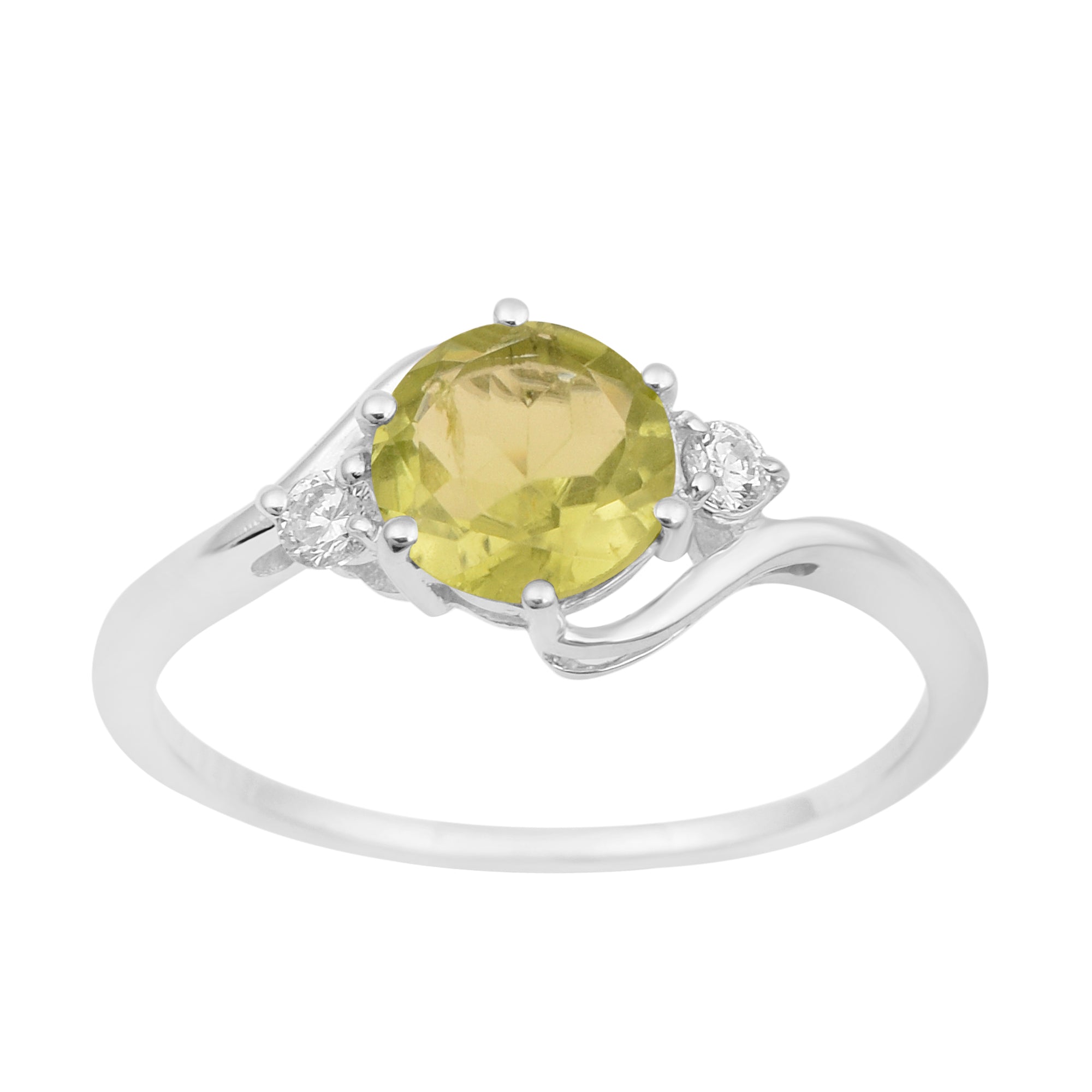 Sterling Silver Timeless Peridot Round 7 MM Women Engagement Ring - Kimaya INC