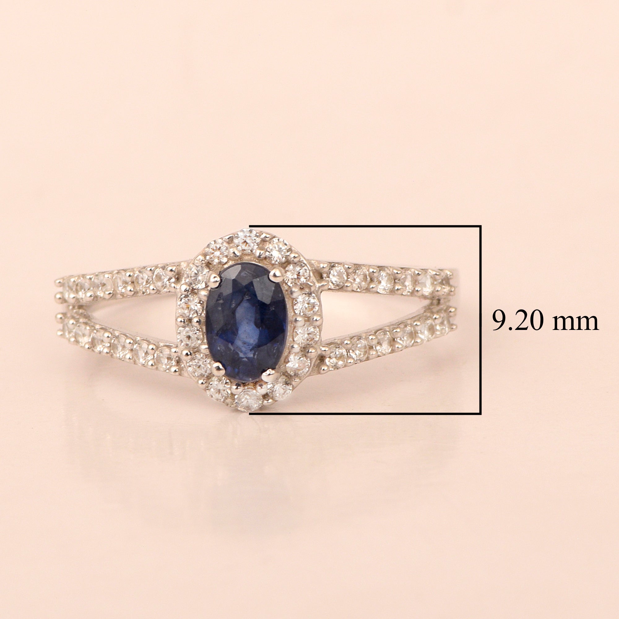 925 Sterling Silver Oval 0.50 Ctw Blue Sapphire Women Engagement Ring - Kimaya INC