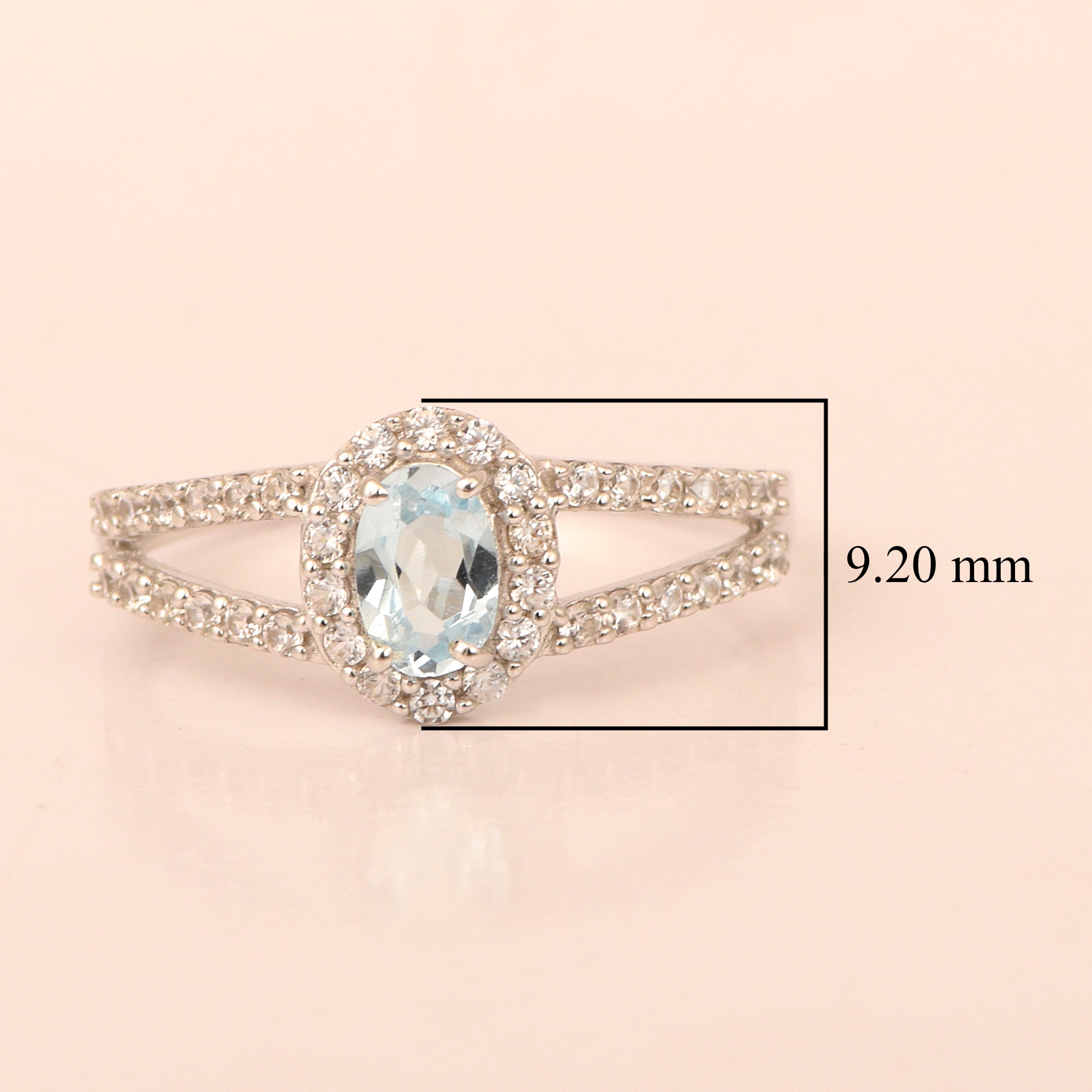 925 Sterling Silver Oval 0.50 Ctw Blue Topaz Women Engagement Ring - Kimaya INC