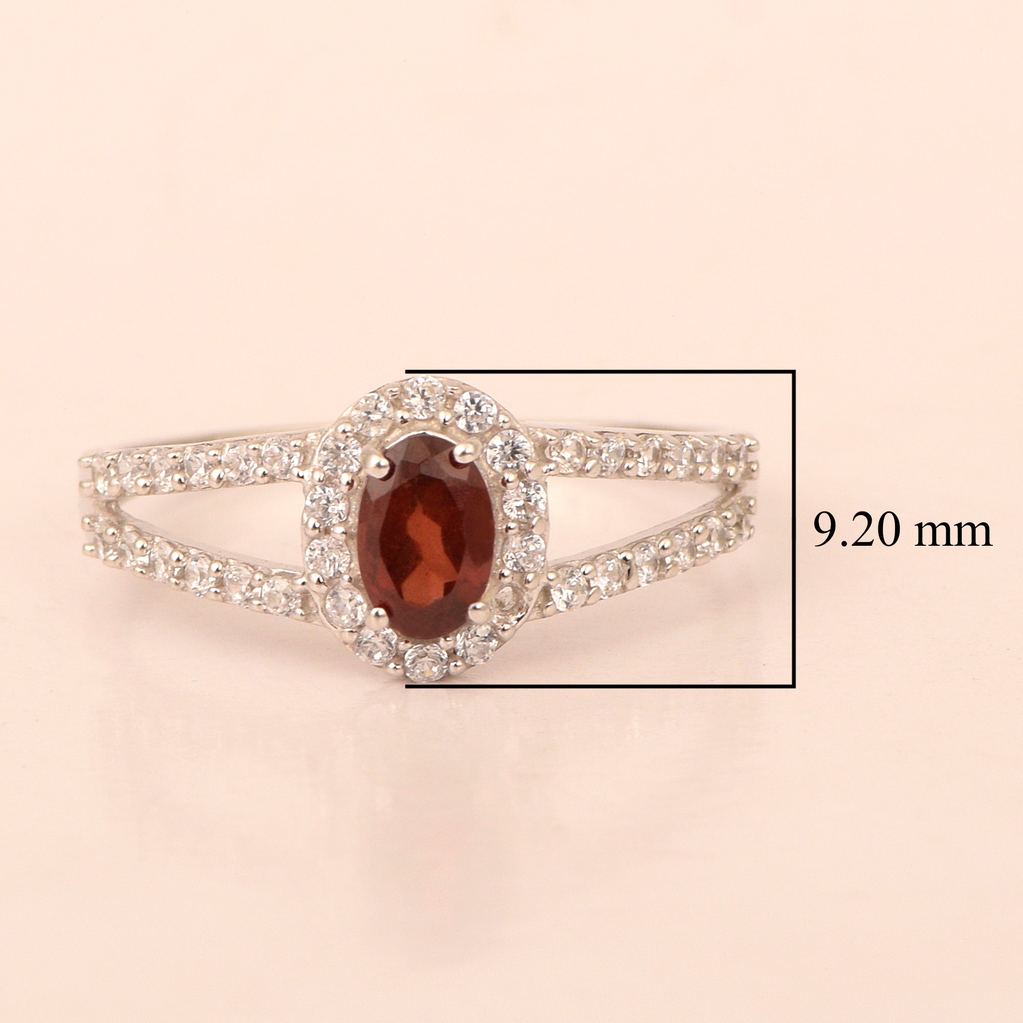 925 Sterling Silver Oval 0.50 Ctw Garnet Women Engagement Ring - Kimaya INC