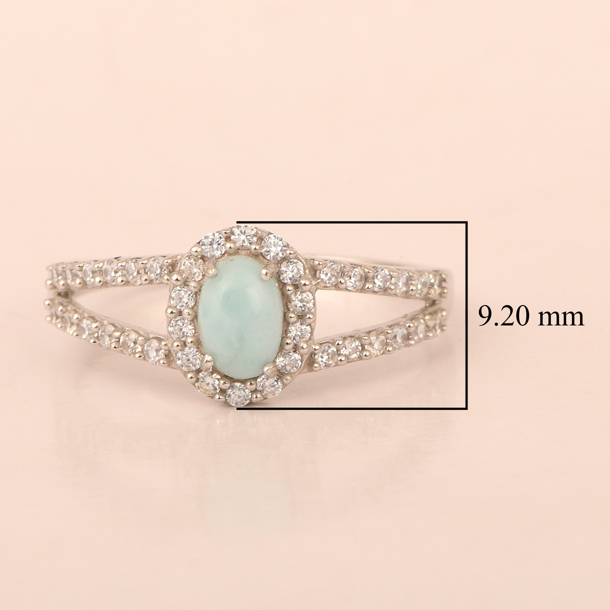 925 Sterling Silver Oval 0.50 Ctw Larimar Women Engagement Ring - Kimaya INC