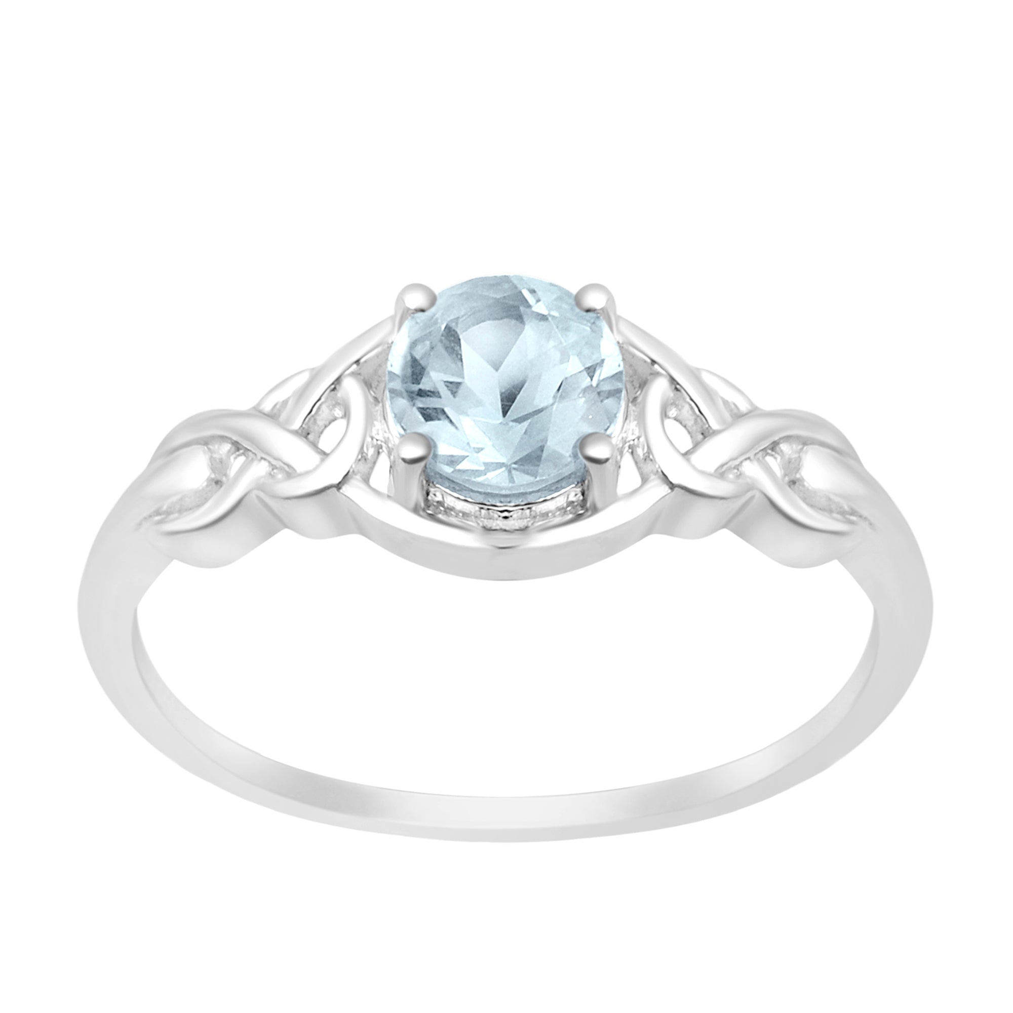 Stylish 925 Sterling Silver Round 6MM Blue Topaz Women Love Wedding Ring - Kimaya INC