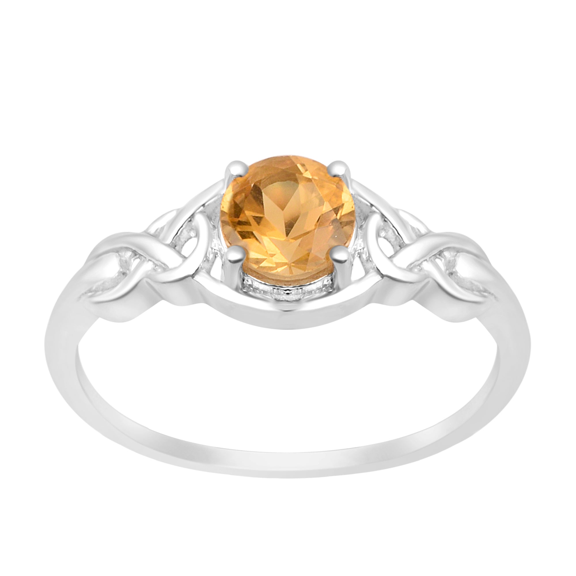 Stylish 925 Sterling Silver Round 6MM Citrine Women Love Wedding Ring - Kimaya INC