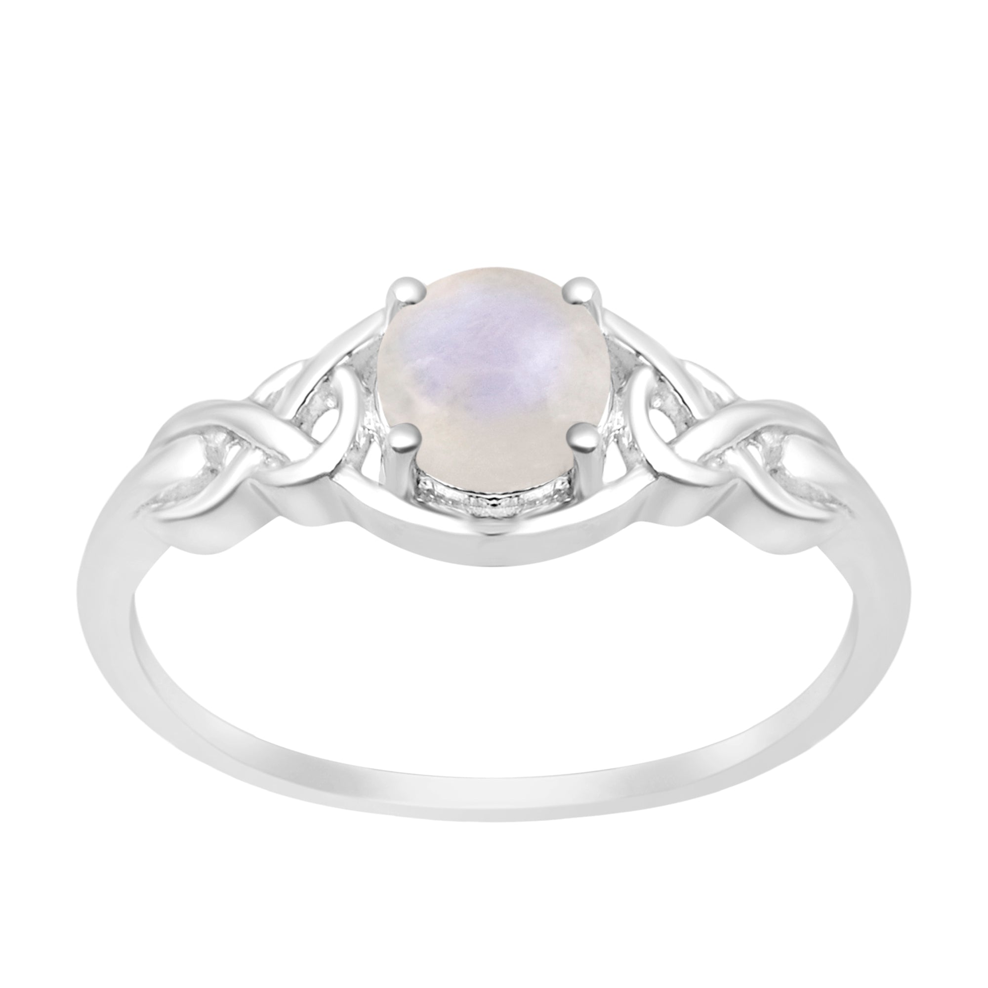Stylish 925 Sterling Silver Round 6MM Moonstone Women Love Wedding Ring - Kimaya INC