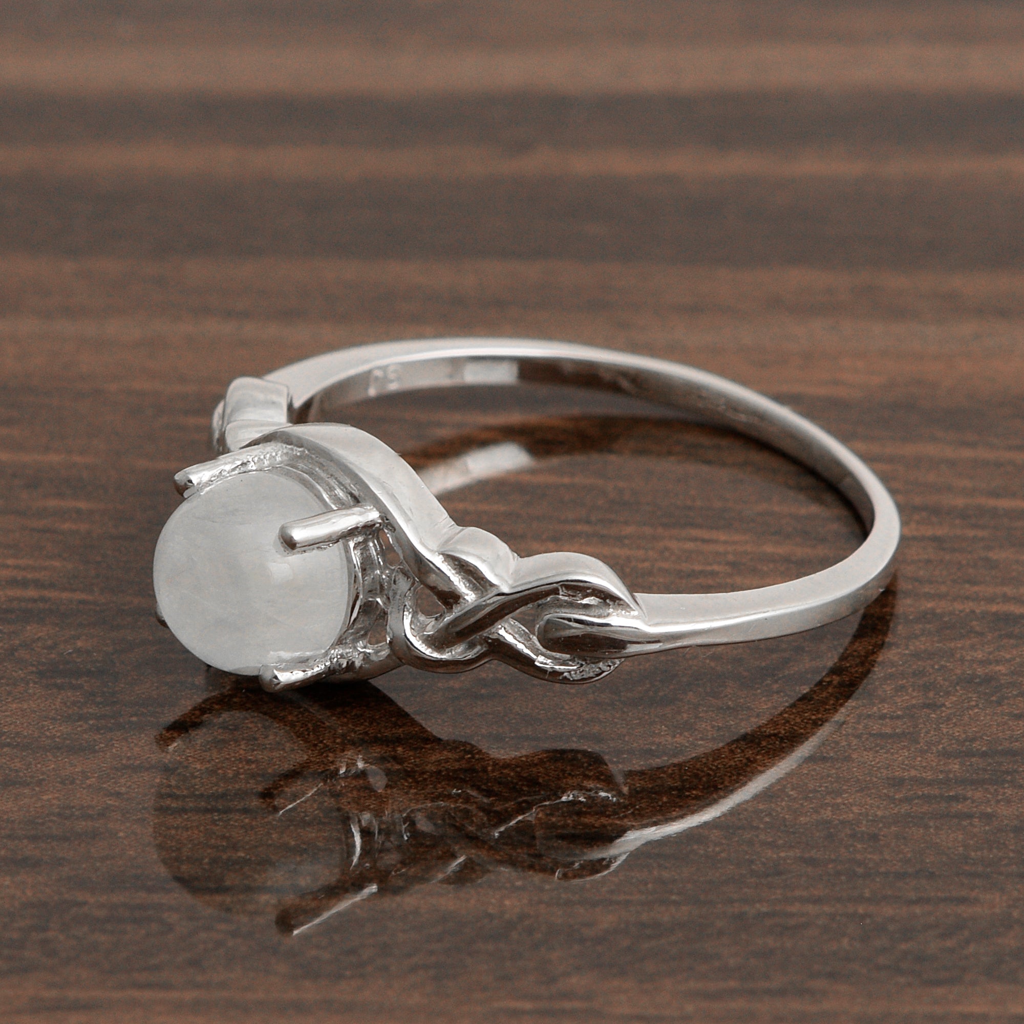 Stylish 925 Sterling Silver Round 6MM Moonstone Women Love Wedding Ring - Kimaya INC