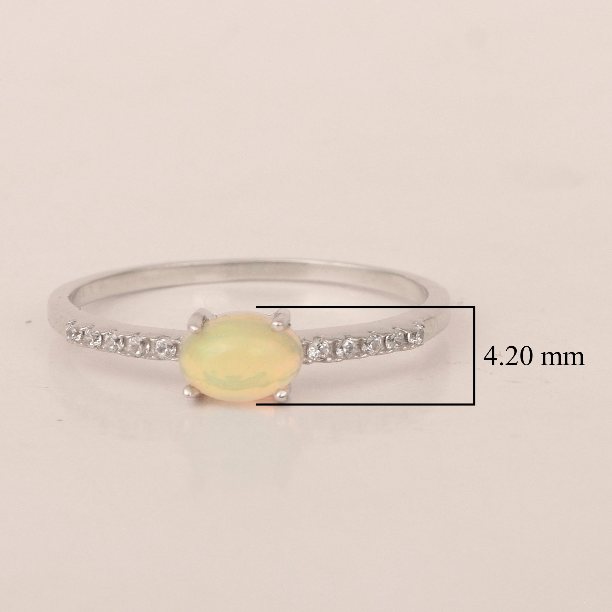 925 Sterling Silver Oval 0.65 Ctw Opal Women Wedding Ring - Kimaya INC