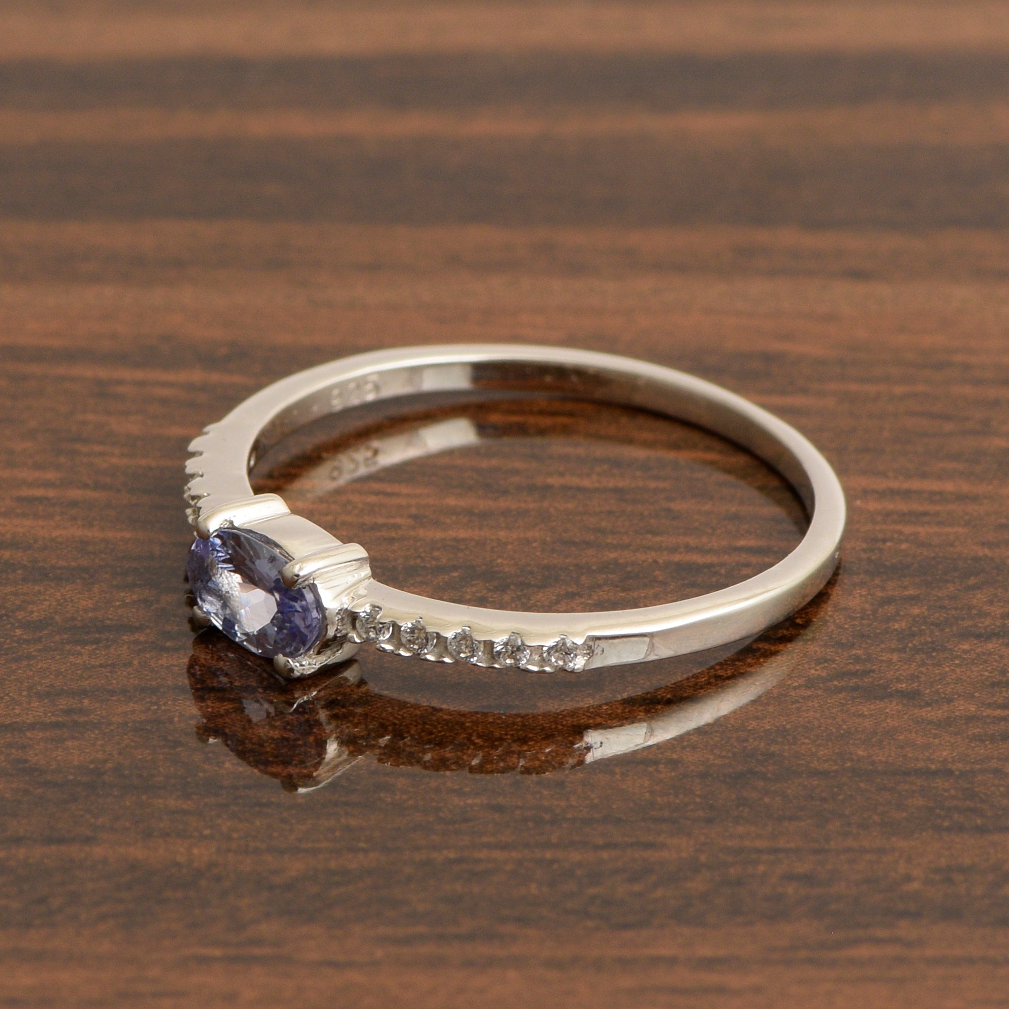 925 Sterling Silver Oval 0.65 Ctw Tanzanite Women Wedding Ring - Kimaya INC