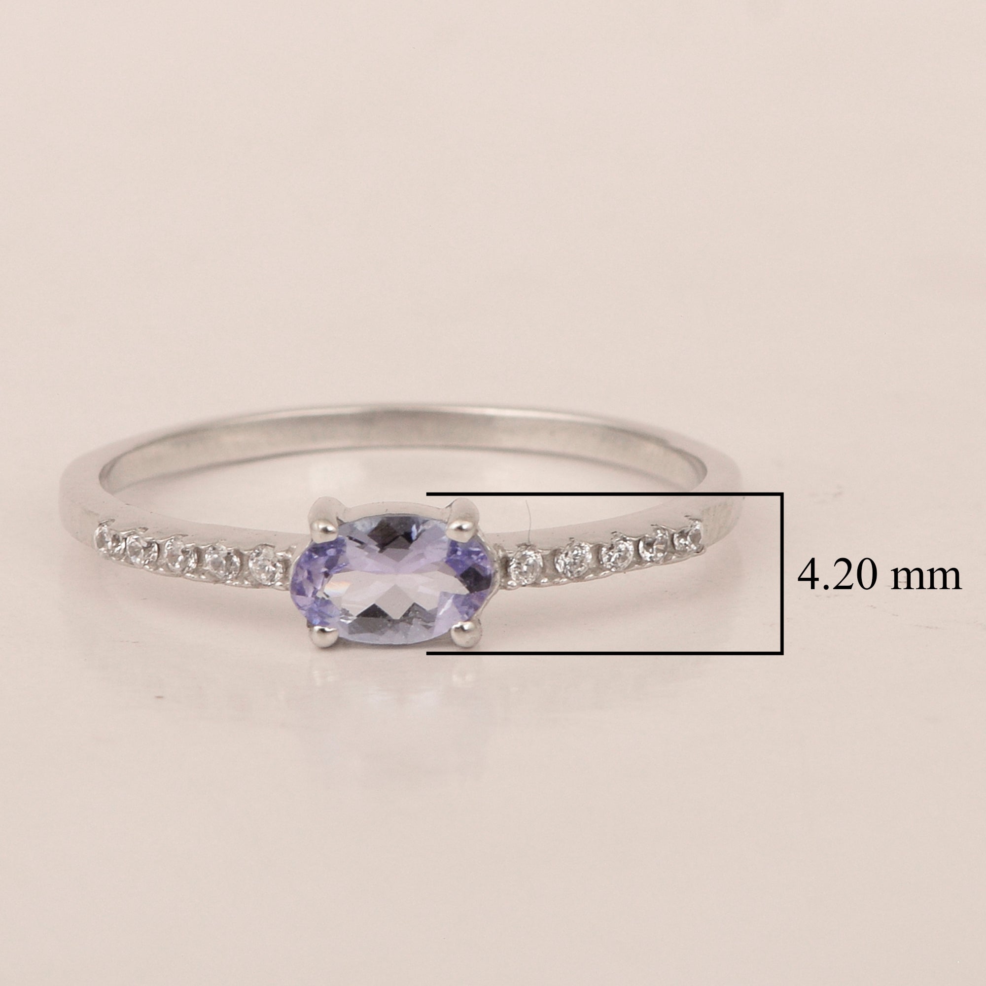 925 Sterling Silver Oval 0.65 Ctw Tanzanite Women Wedding Ring - Kimaya INC