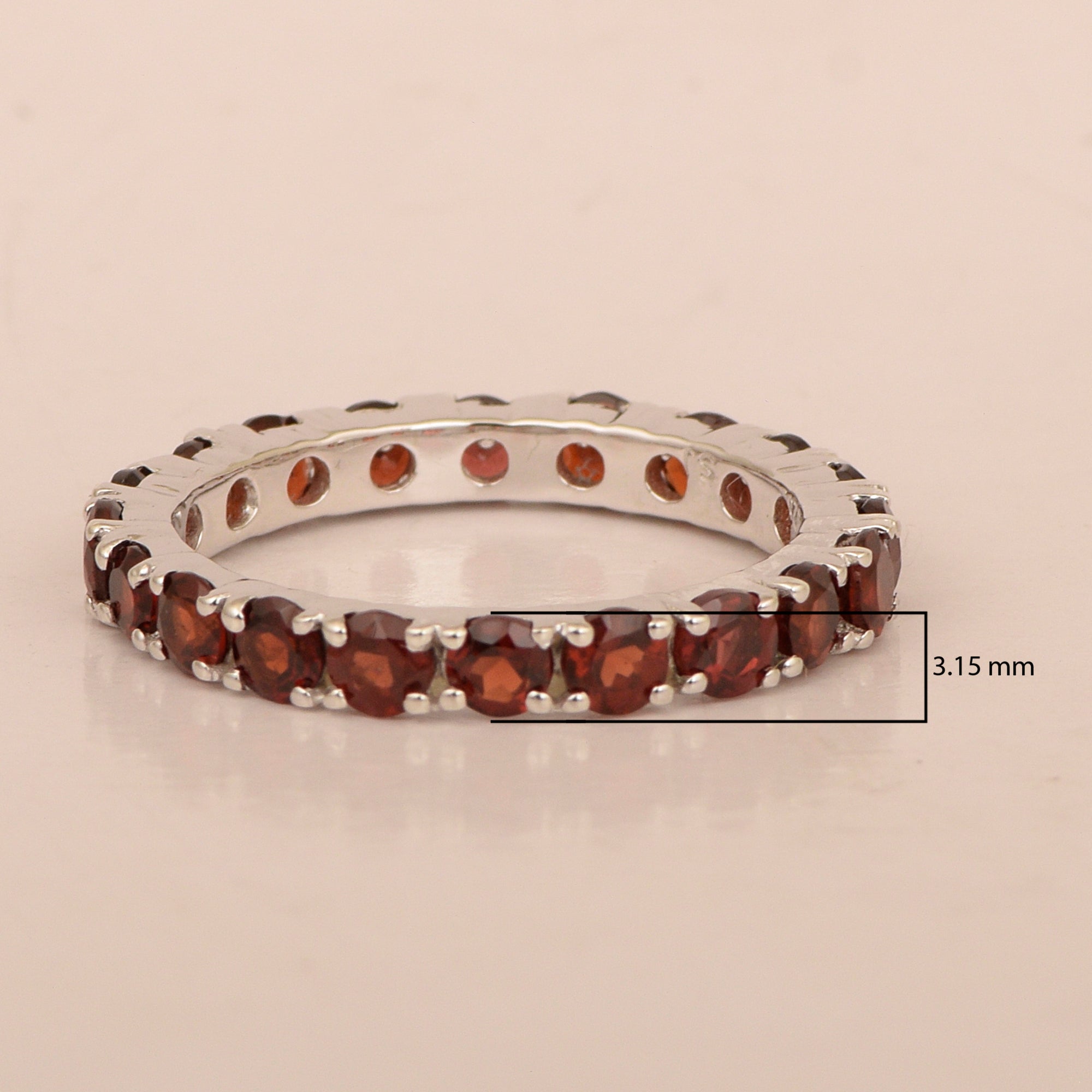 Full Eternity 2 Ctw Garnet Sterling Silver Women Stackable Ring - Kimaya INC