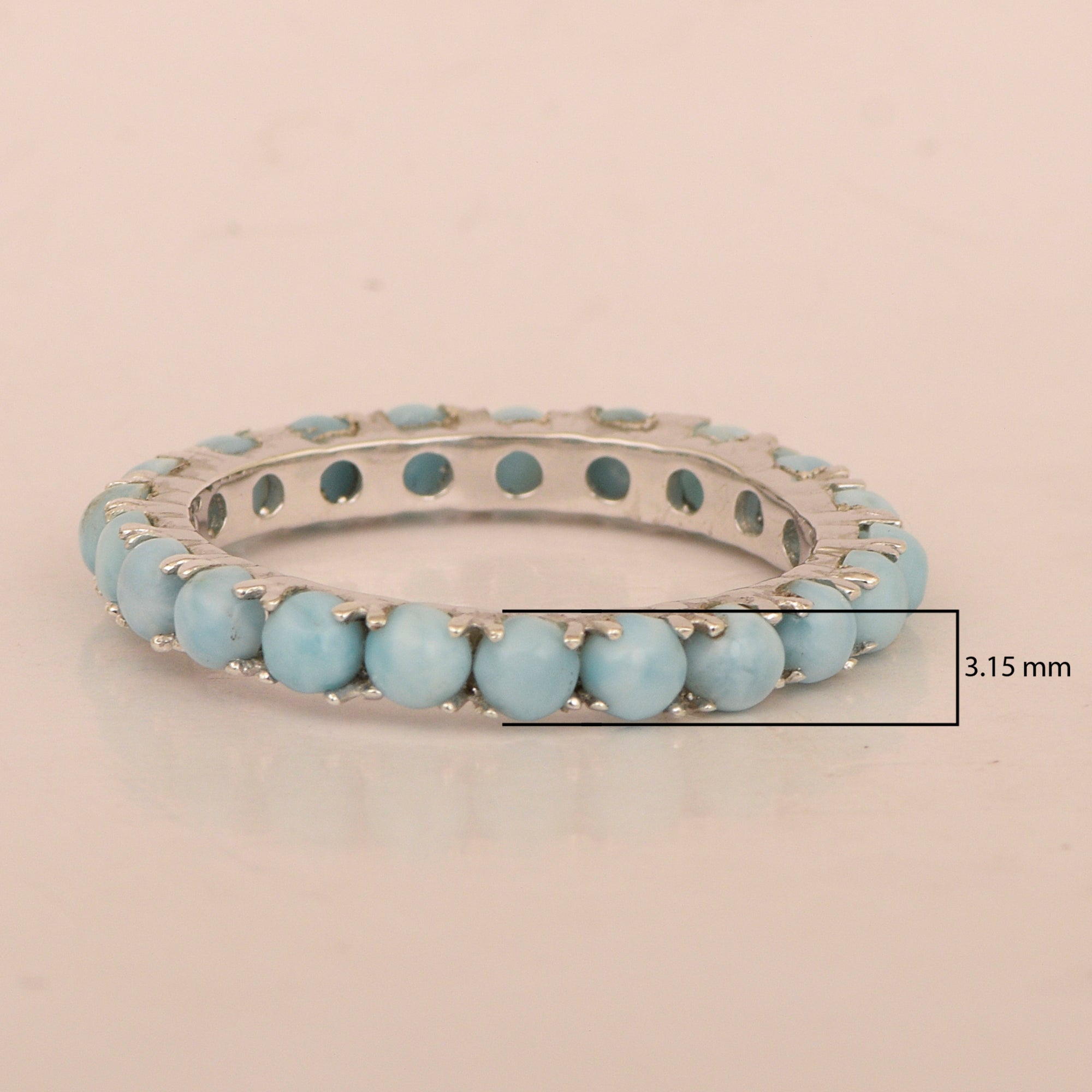 Full Eternity 2 Ctw Larimar Sterling Silver Women Stackable Ring - Kimaya INC