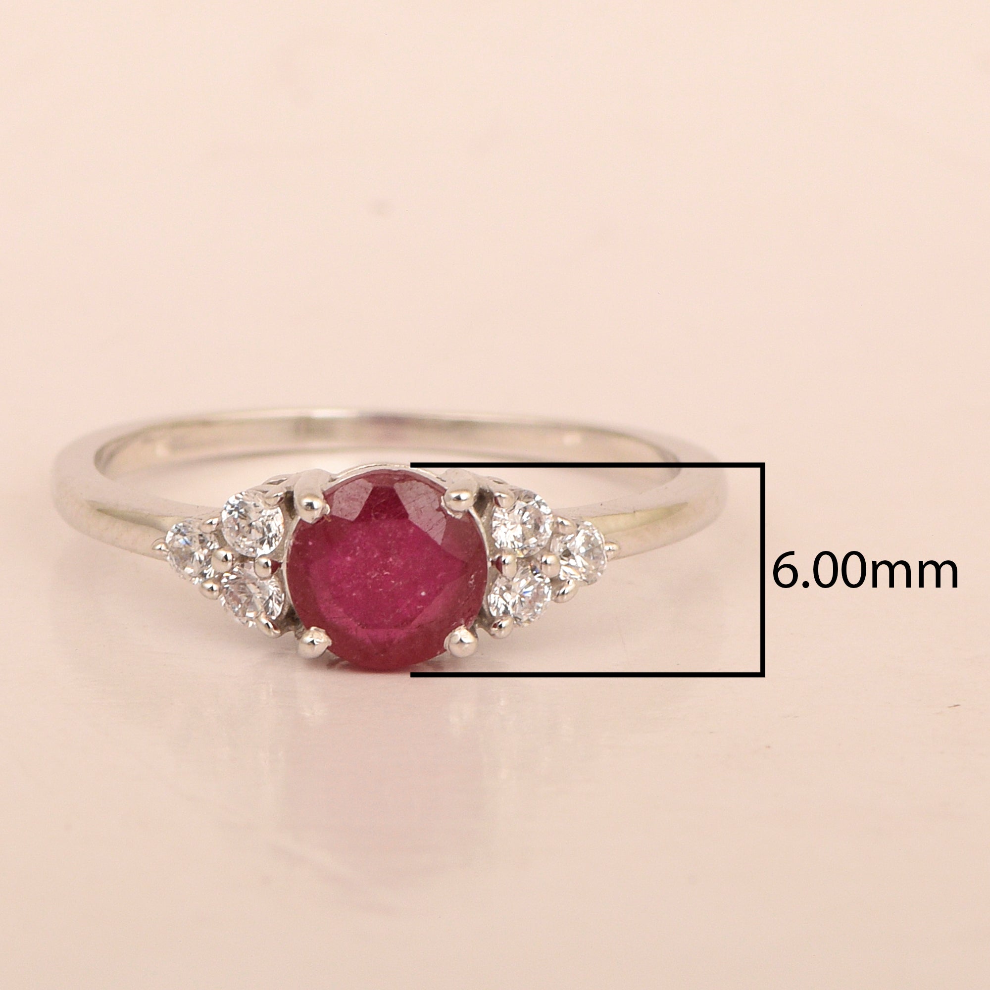 Solitaire Round 0.60 Ctw Ruby Sterling Silver 925 Women Engagement Ring - Kimaya INC