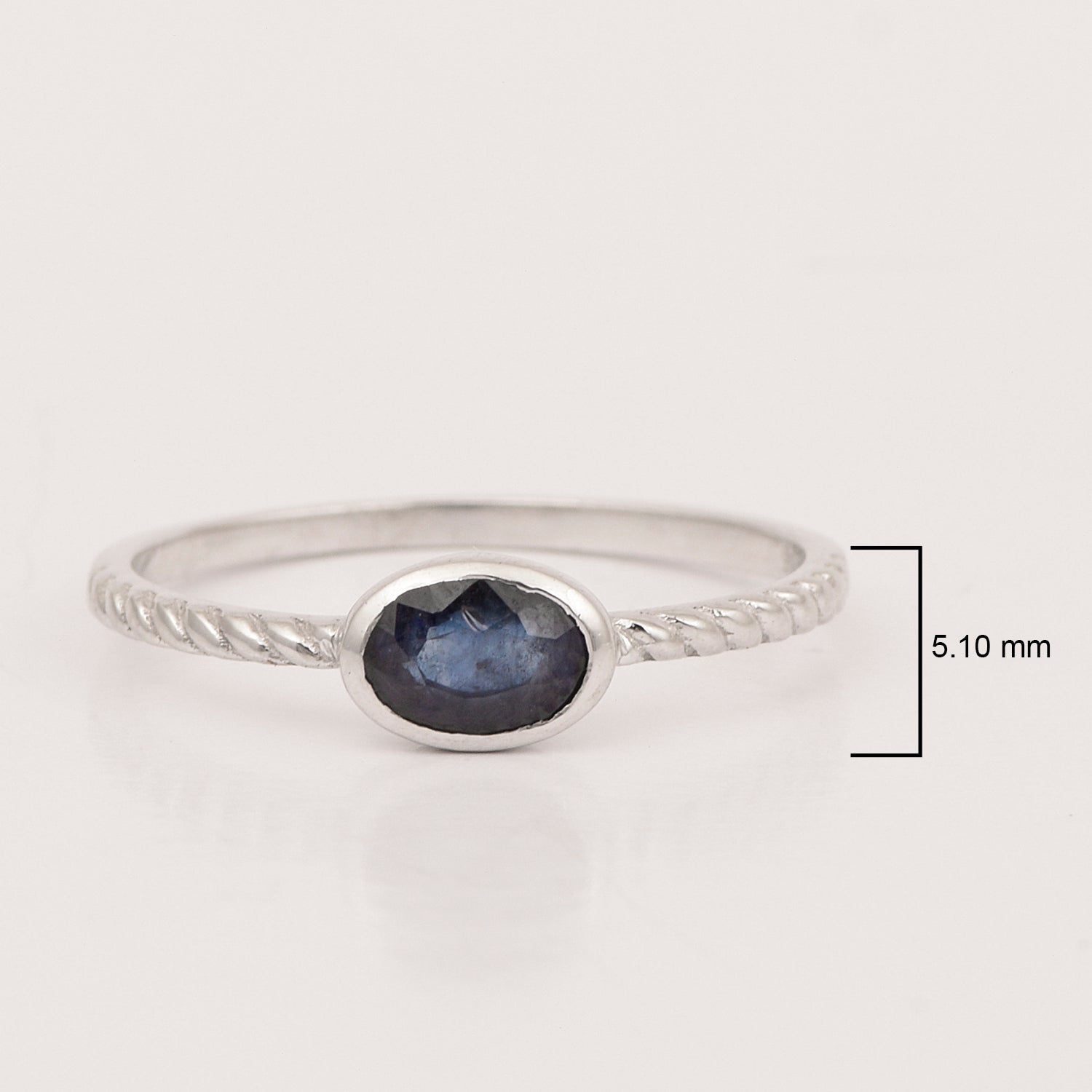 925 Sterling Silver Oval 0.35 Ctw Blue Sapphire Stackable Ring - Kimaya INC