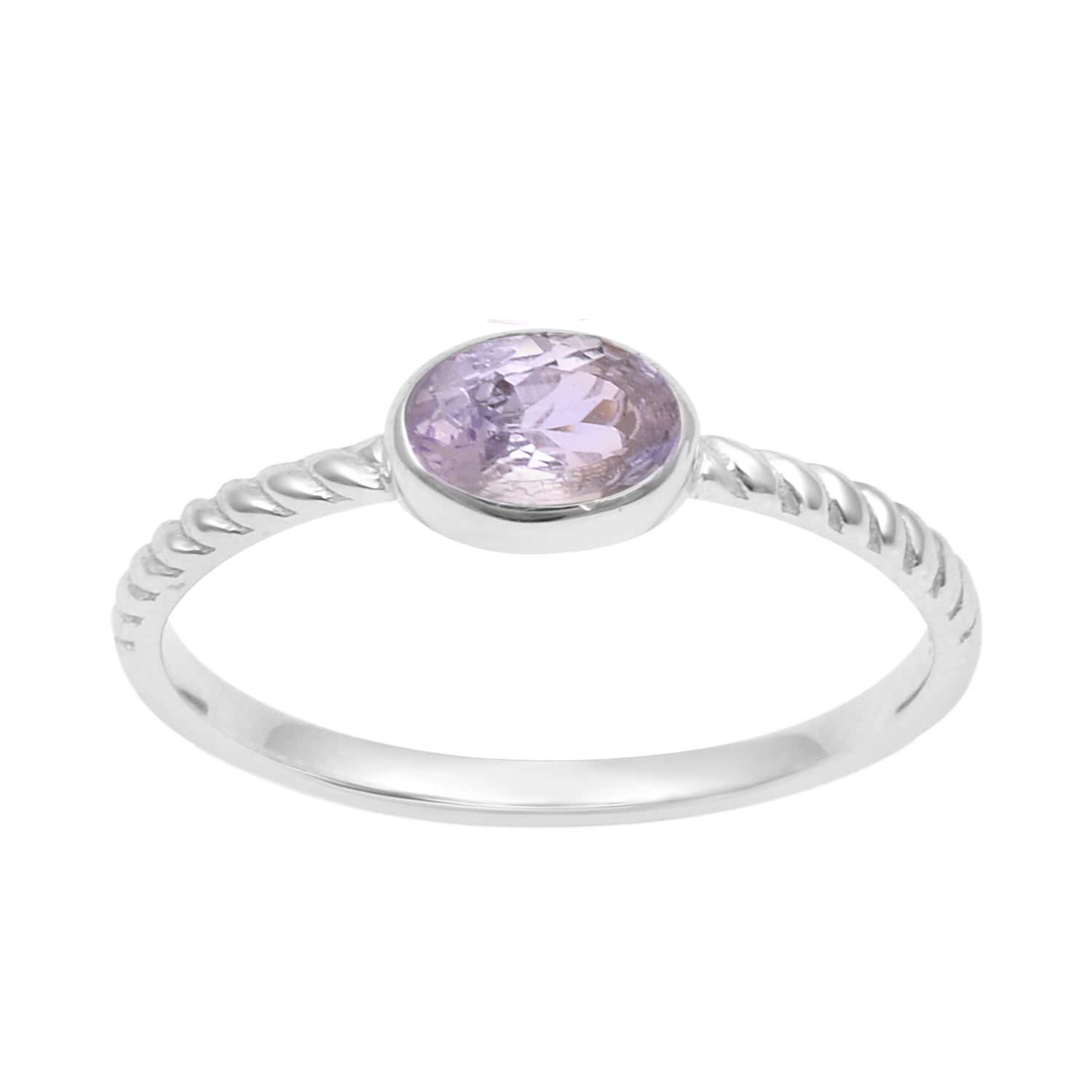 925 Sterling Silver Oval 0.35 Ctw Tanzanite Stackable Ring - Kimaya INC