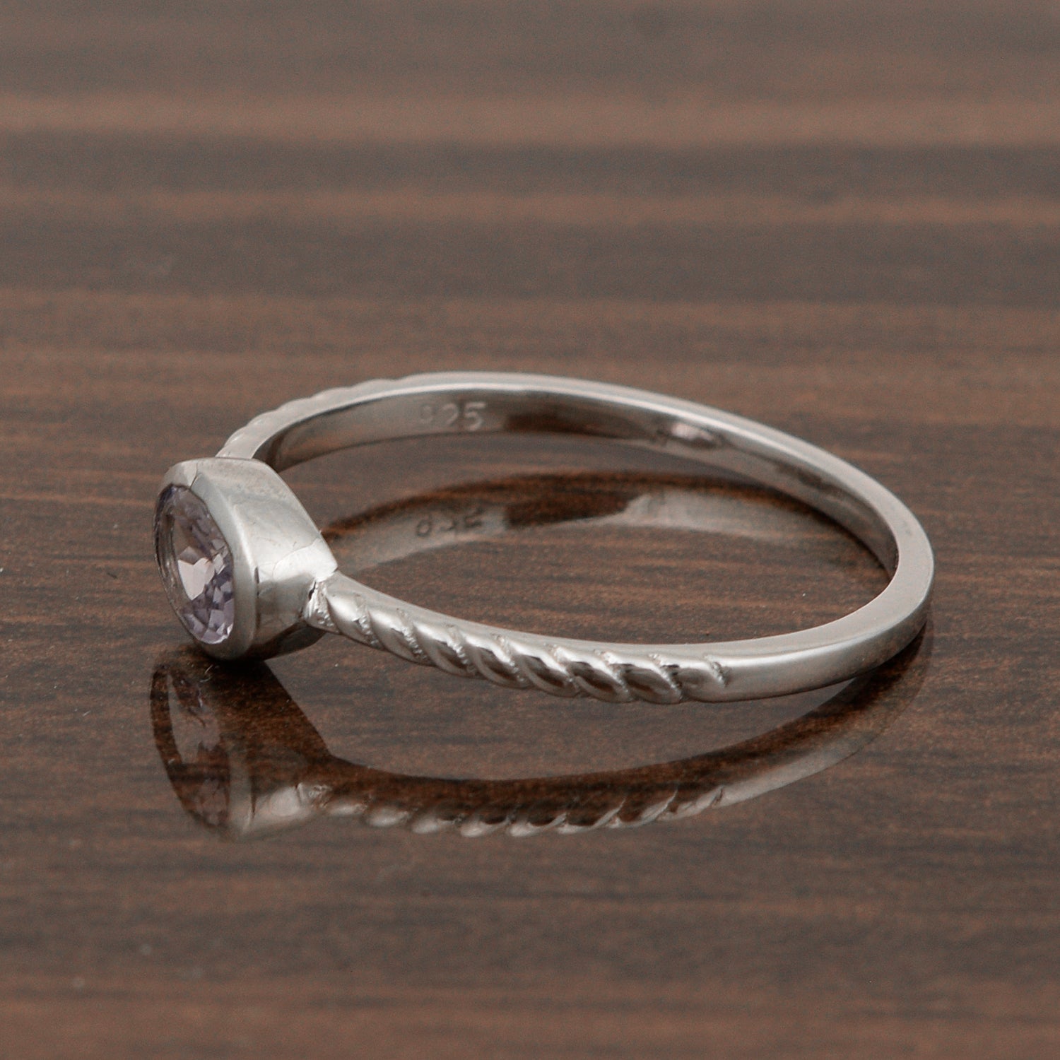 925 Sterling Silver Oval 0.35 Ctw Tanzanite Stackable Ring - Kimaya INC