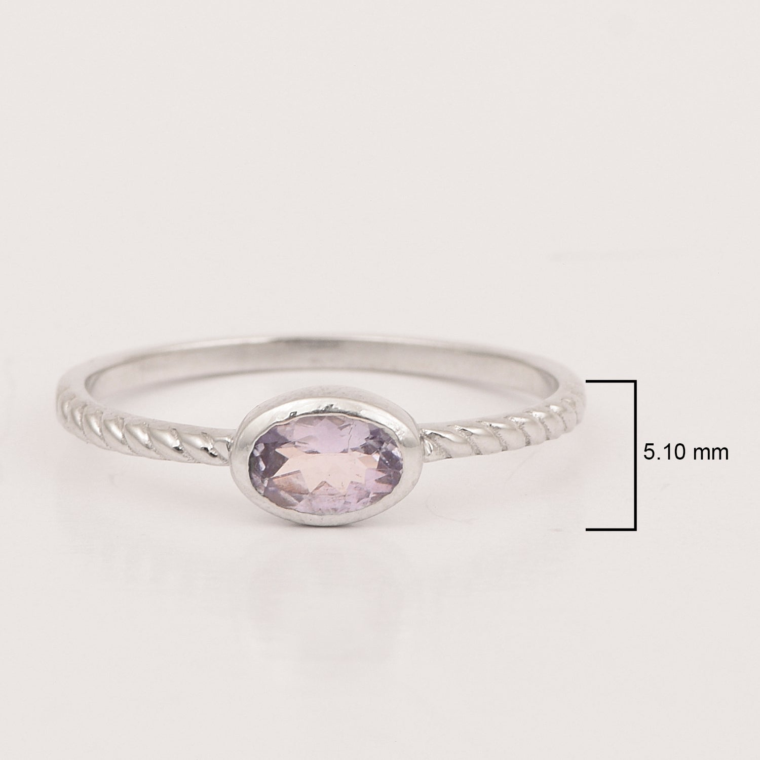925 Sterling Silver Oval 0.35 Ctw Tanzanite Stackable Ring - Kimaya INC