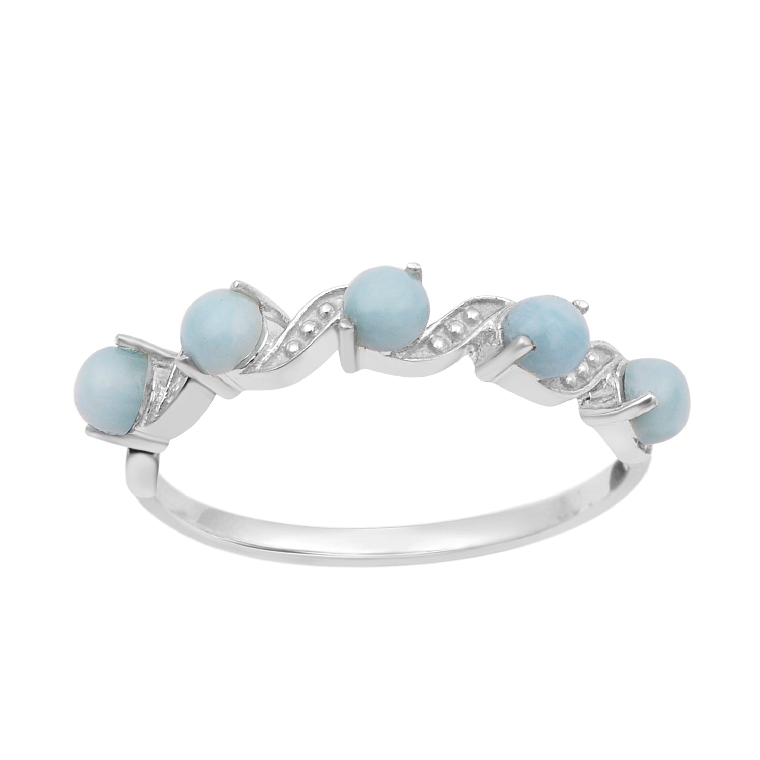 0.65 Ctw Round Larimar 925 Sterling Silver Half Eternity Women Ring - Kimaya INC
