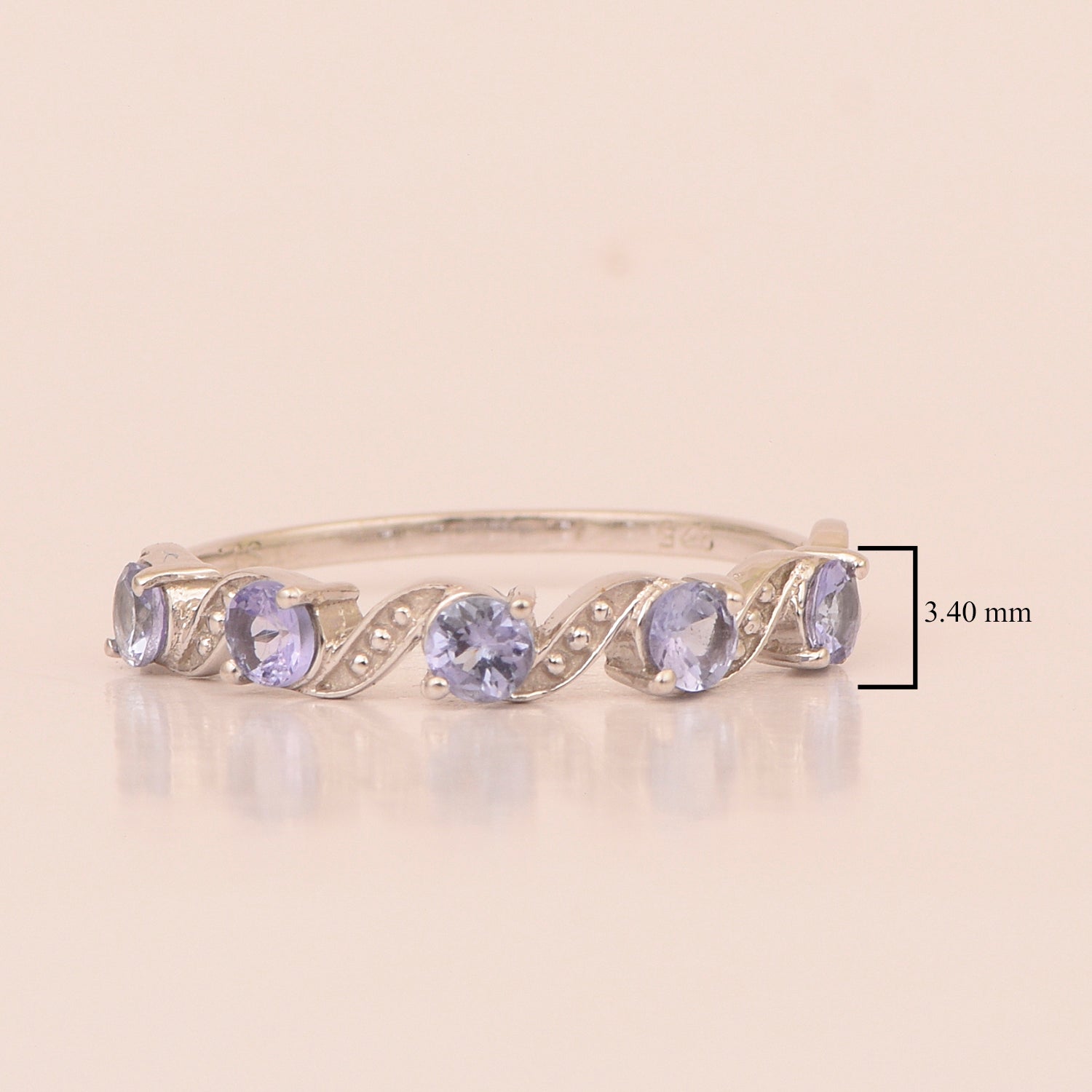 0.65 Ctw Round Tanzanite 925 Sterling Silver Half Eternity Women Ring - Kimaya INC