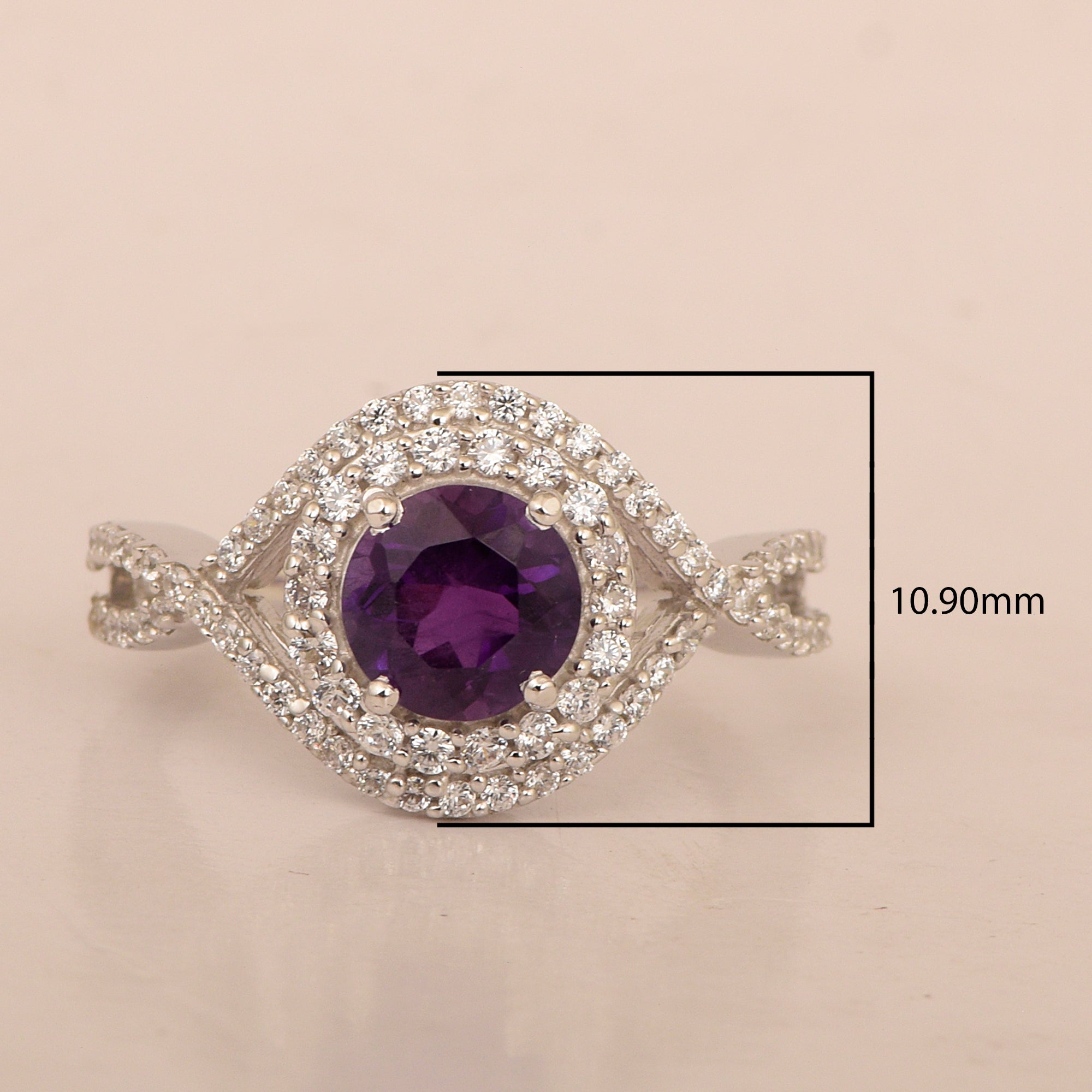 925 Sterling Silver 1.50 Ctw Amethyst Women Wedding Rings - Kimaya INC
