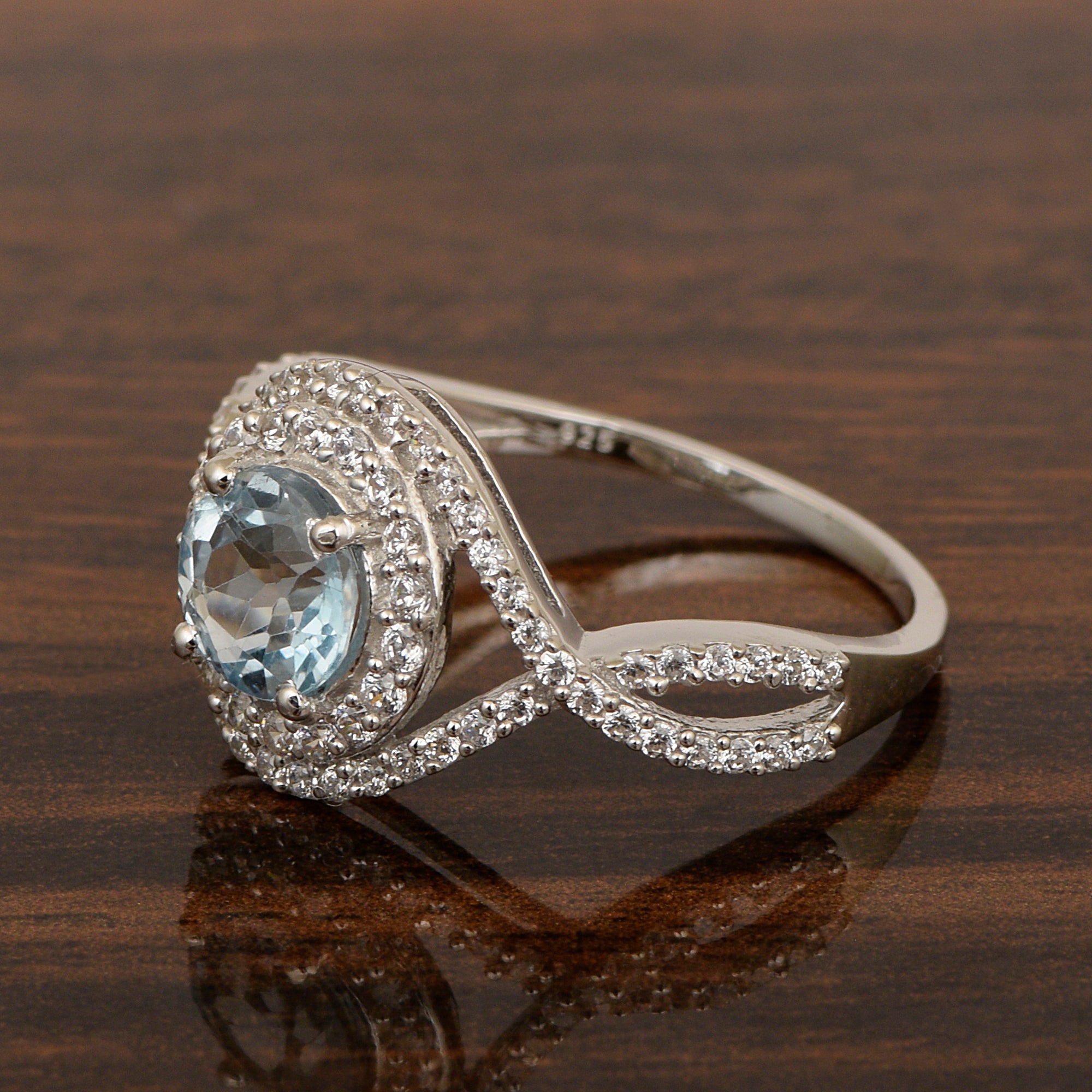 925 Sterling Silver 1.50 Ctw Aquamarine Women Wedding Rings - Kimaya INC