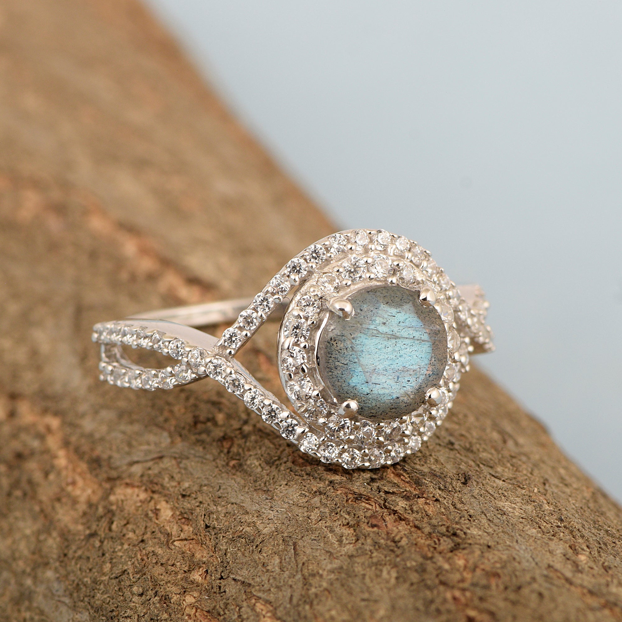 925 Sterling Silver 1.50 Ctw Labradorite Women Wedding Rings - Kimaya INC