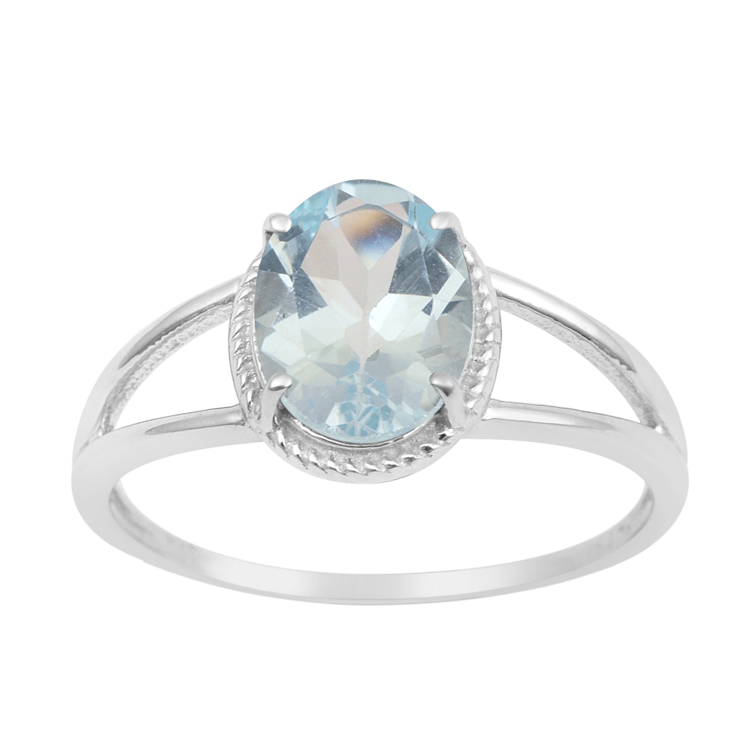 925 Sterling Silver Oval 2 Ctw Aquamarine Women Engagement Ring - Kimaya INC