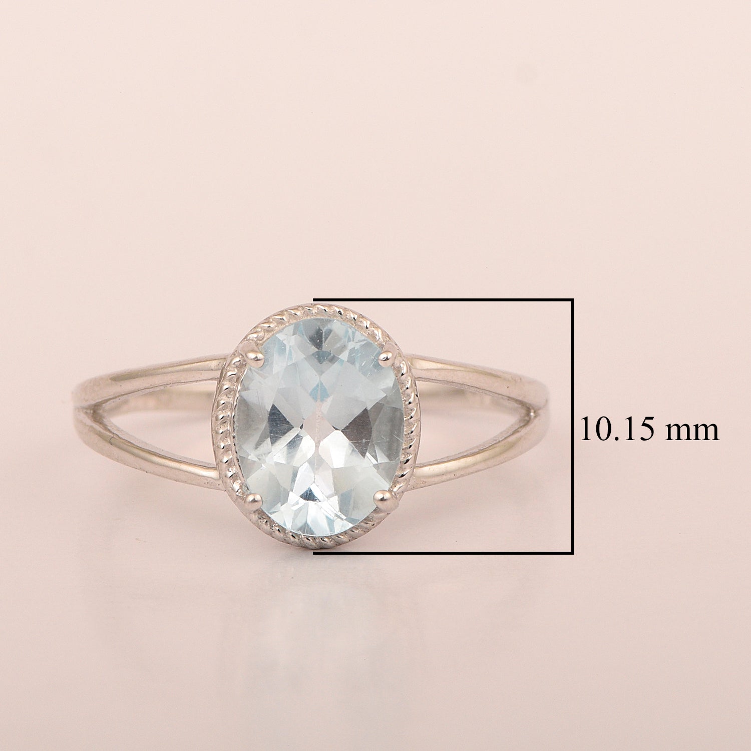 925 Sterling Silver Oval 2 Ctw Aquamarine Women Engagement Ring - Kimaya INC